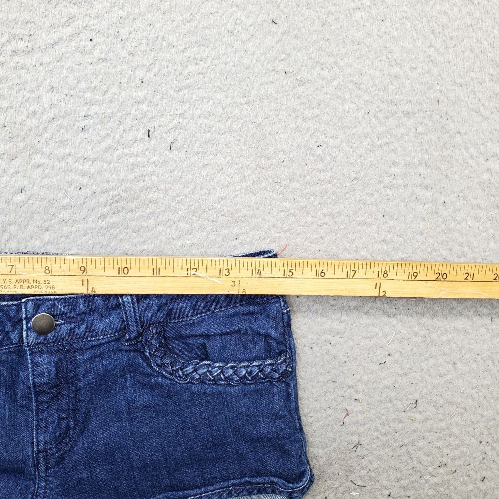 Vintage XXI Womens Denim Shorts 28 Blue Flat Front Medium Wash Braided Detail Vintage No Size 28" / US 6 / IT 42 - 5 Thumbnail