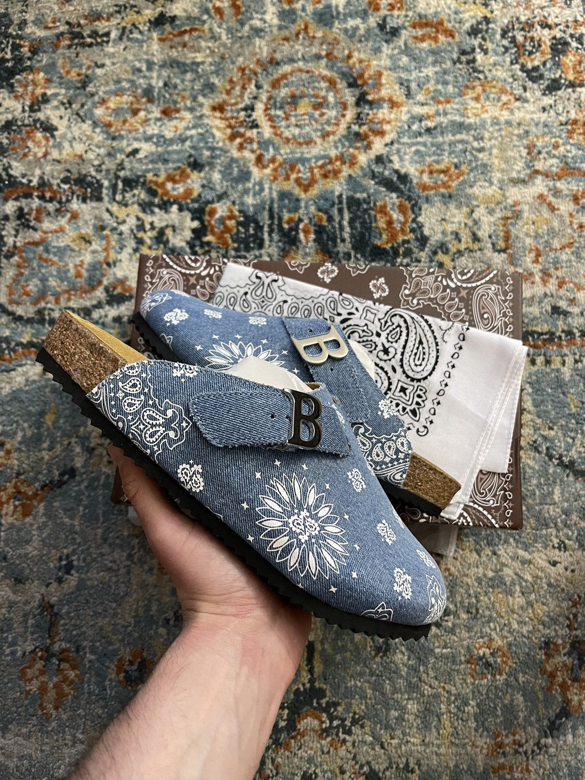 Bravest Studios Denim Paisley Clog Size 11