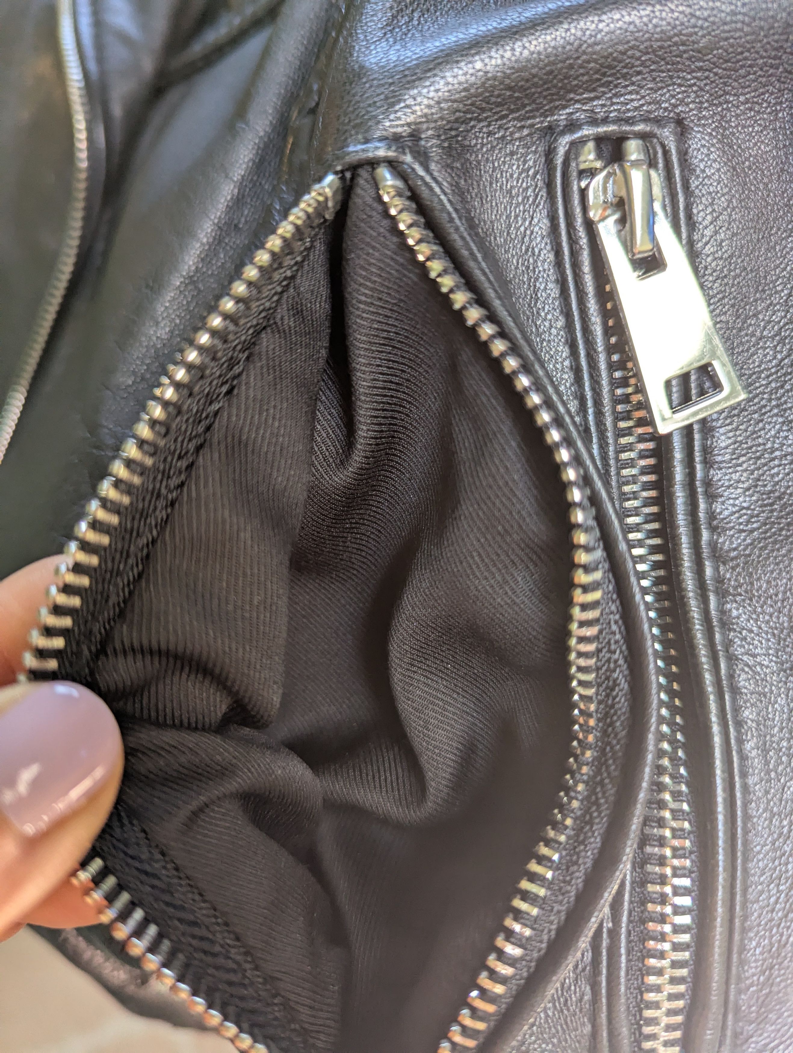 Zara Genuine Black Leather Moto/Biker Jacket