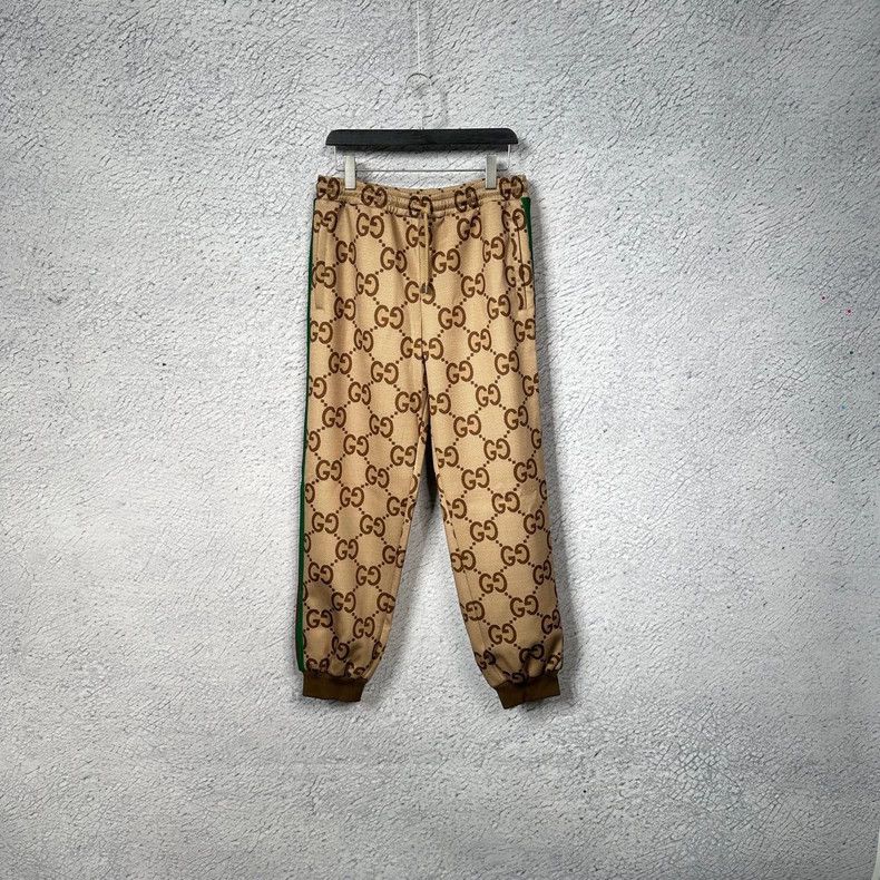 Gucci Gucci Size L Striped Logo full-print knitted brown sports p Size US 30 / EU 46 - 1 Thumbnail