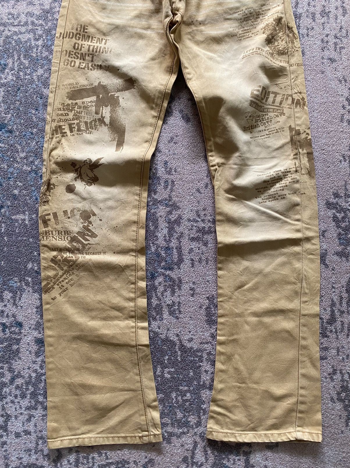 If Six Was Nine Y2K Semantic Design Flared Jeans Size US 29 - 3 Thumbnail