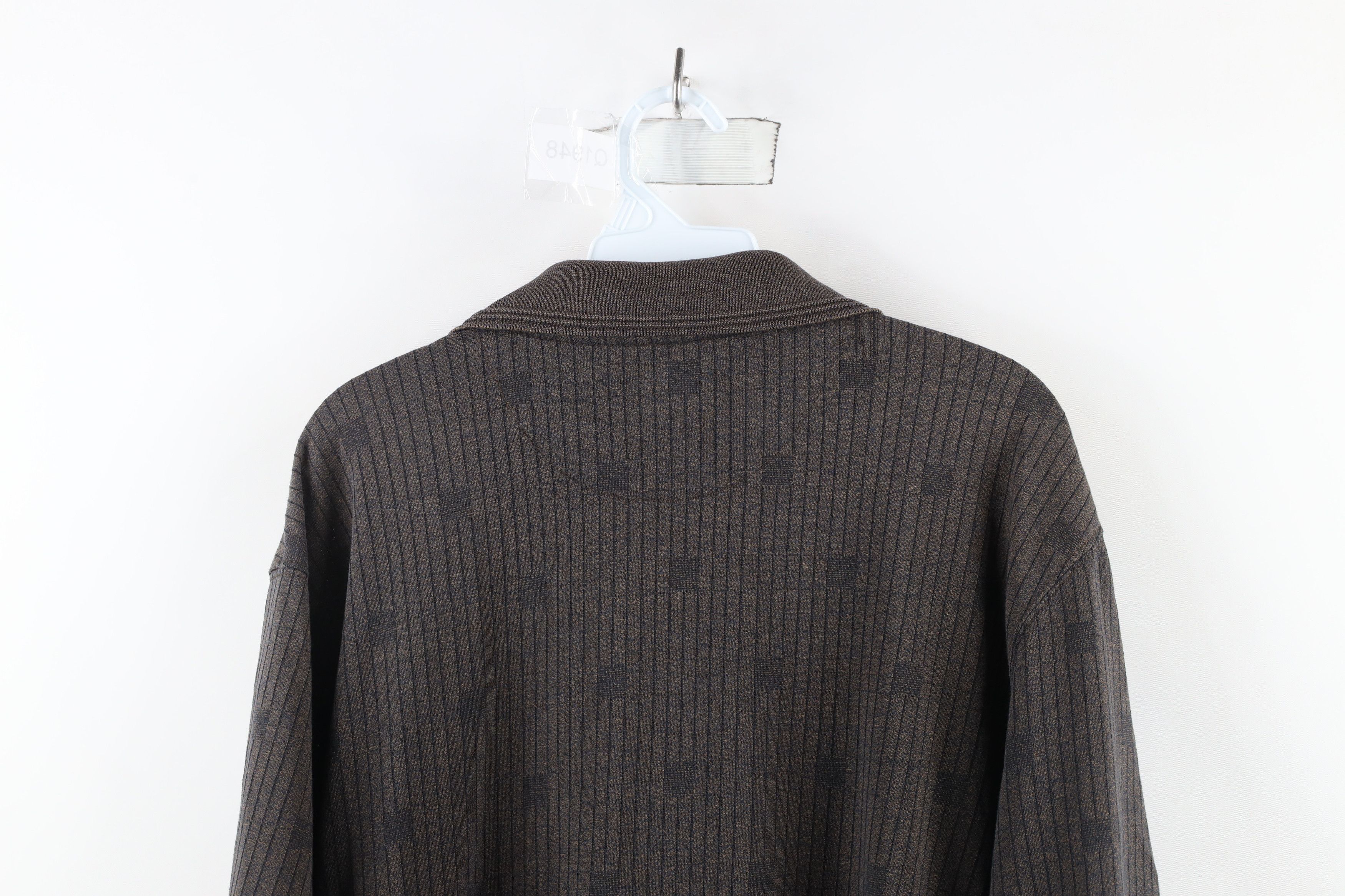 Vintage Vintage 90s Streetwear Geometric Knit Polo Shirt Brown Size US L / EU 52-54 / 3 - 8 Thumbnail