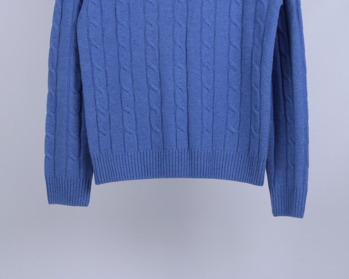 Gant GANT Lambs Wool Cable Knit Blue Button Sweater High Neck Size US M / EU 48-50 / 2 - 5 Thumbnail