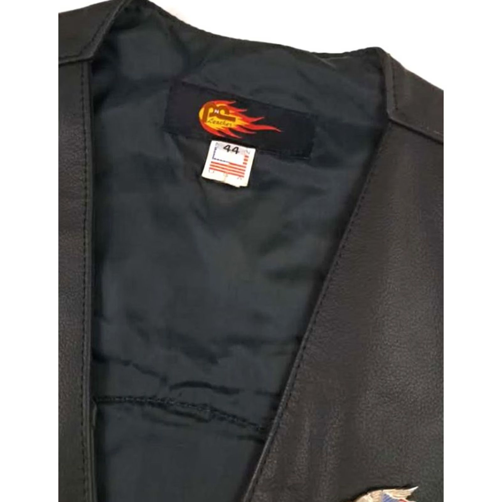 Vintage PNC Leathers Leather Vest 44 Black Biker USA Fallen Heroes Memorial Full Metal Button made Unisex Adults Size US S / EU 44-46 / 1 - 7 Thumbnail