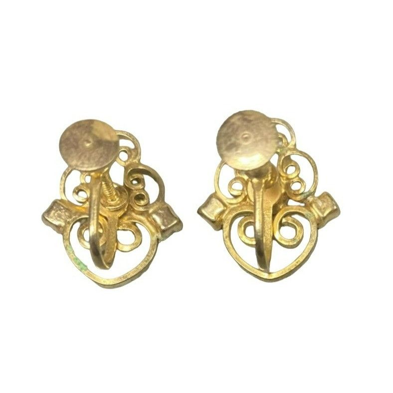 Other Vintage Regency Gold-Tone Screw Back Earrings With Emerald Size ONE SIZE - 2 Thumbnail