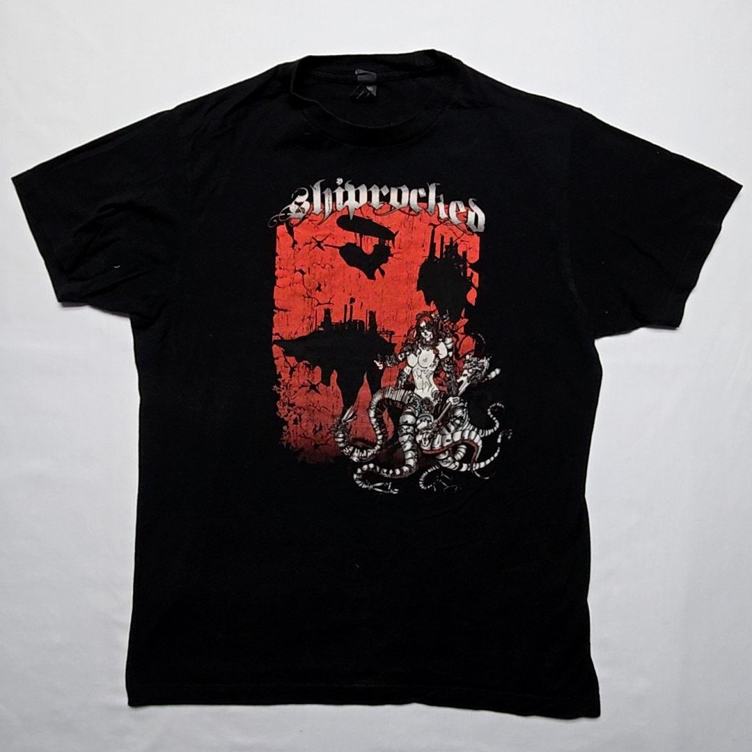 Tultex Shiprocked Graphic Tee Black Red Gothic Art Shirt Medium Size US M / EU 48-50 / 2 - 1 Thumbnail