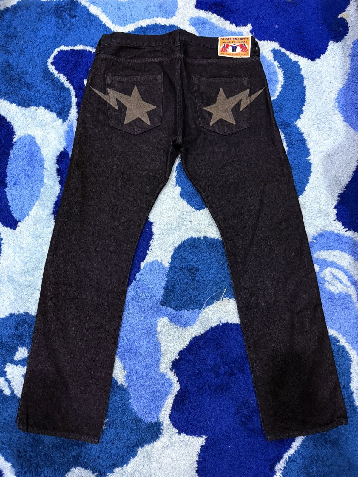 Denim Bape Star Patch Bape Sta Embroidered Logo Denim Jeans