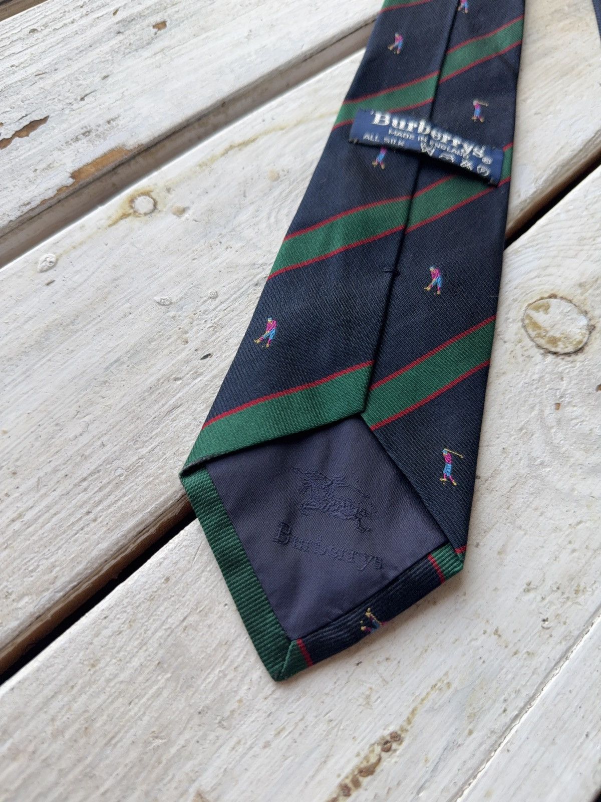 Burberry × Designer × Vintage Burberrys England Golf Motif Silk Tie Stripe VNTG Size ONE SIZE - 9 Thumbnail