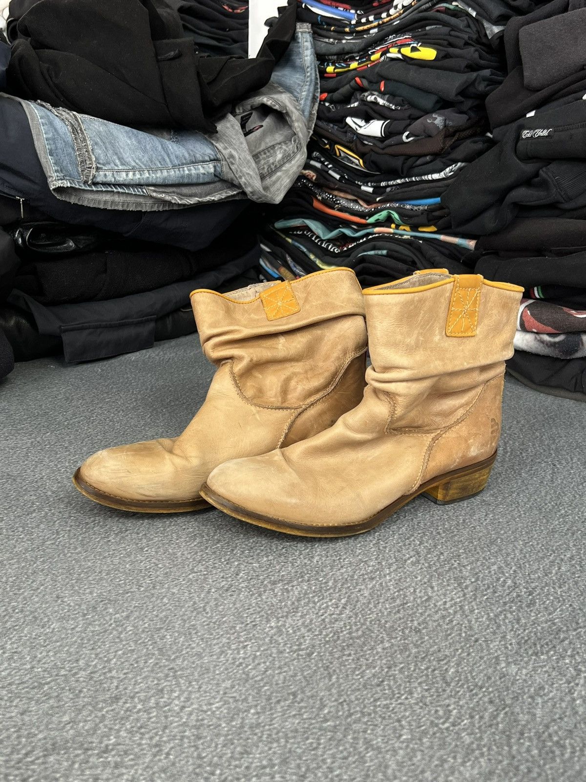Vintage Cowboy Mid leather boots moto vintage shoes Size US 9 / IT 39 - 4 Thumbnail