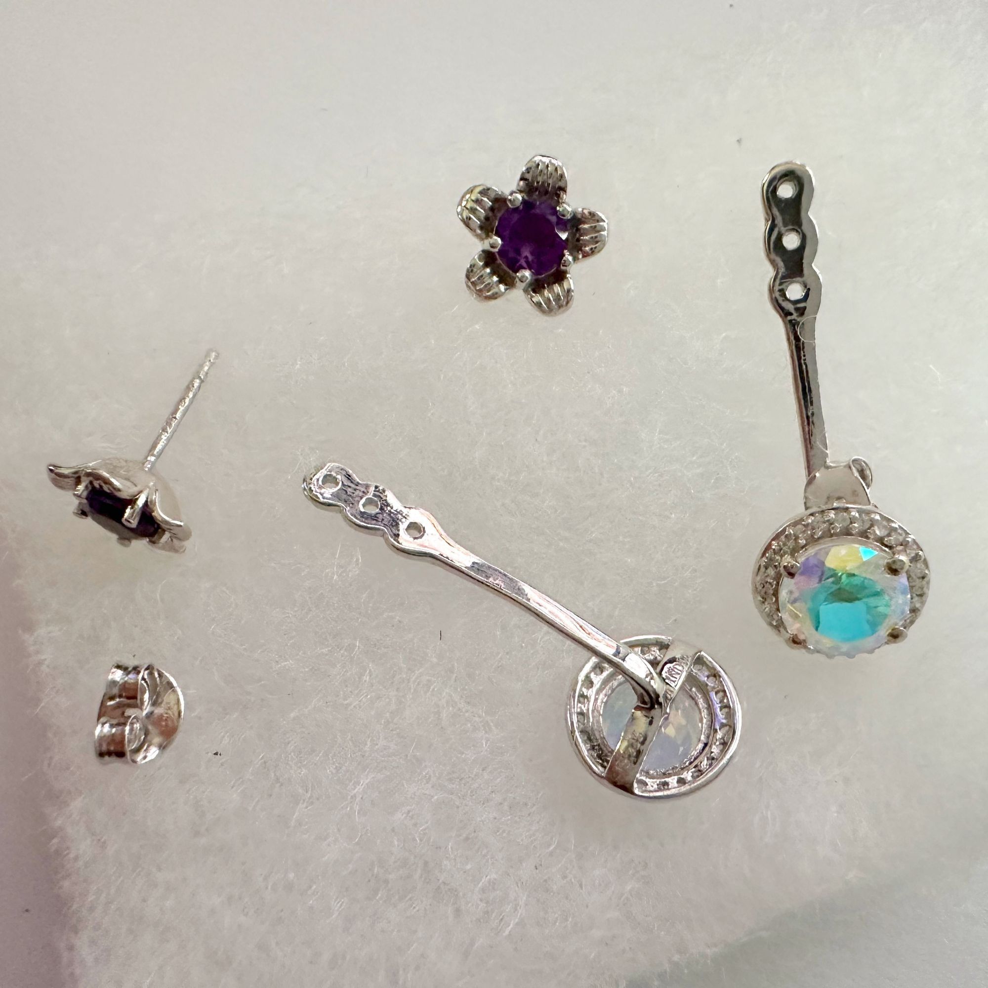 Other Amethyst Flower Stud Earrings with Beautiul (Removable) Rain Size ONE SIZE - 10 Thumbnail
