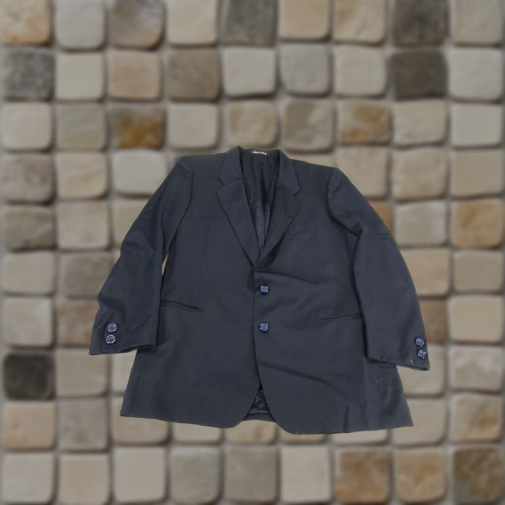 Vintage Mani Sport Coat Men 44 Navy Blue Wool Single-Breasted Jacket/Coat Regular Length Solid Pattern Mens 2 Piece Sports Theme Size US S / EU 44-46 / 1 - 1 Thumbnail