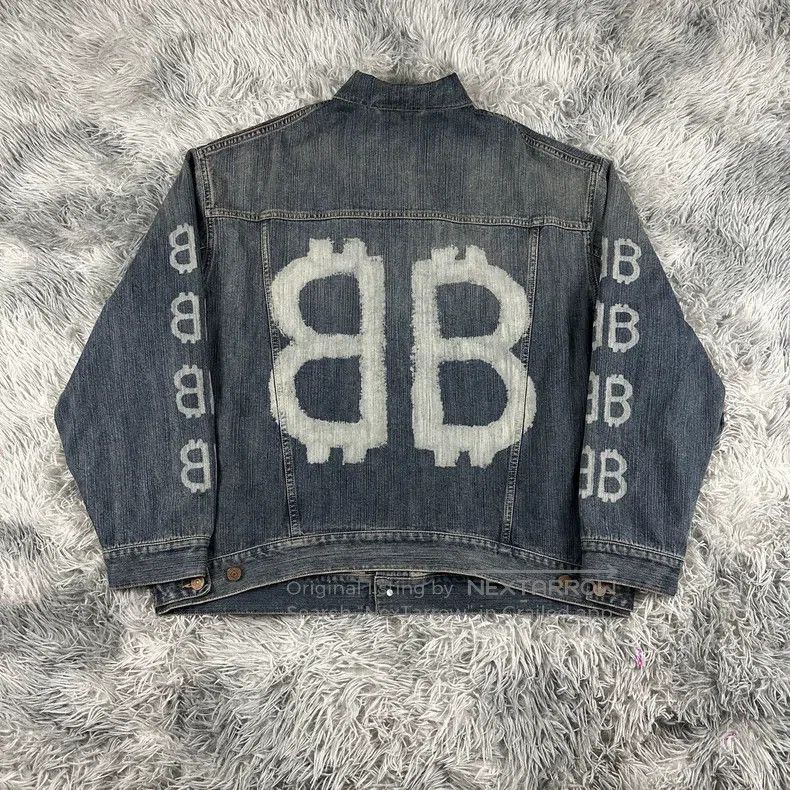 Balenciaga Balenciaga Double B Bitcoin Logo Denim Jacket Size US M / EU 48-50 / 2 - 2 Thumbnail