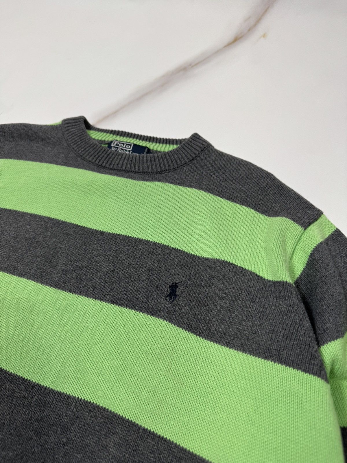 Polo Ralph Lauren Vintage Polo Ralph Lauren Striped Knit Crewneck Sweater Size US XL / EU 56 / 4 - 5 Thumbnail