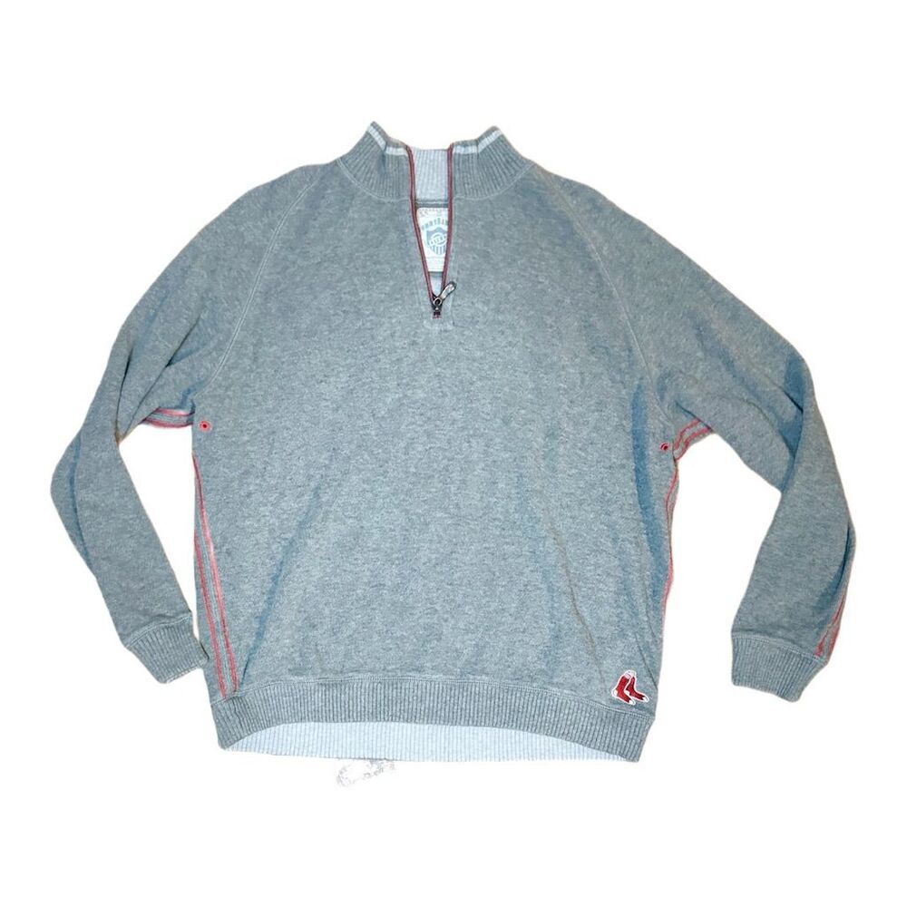 Tommy Bahama Tommy Bahama Red Sox Men's Gray Quarter Zip Pullover Sweate Size US L / EU 52-54 / 3 - 3 Thumbnail