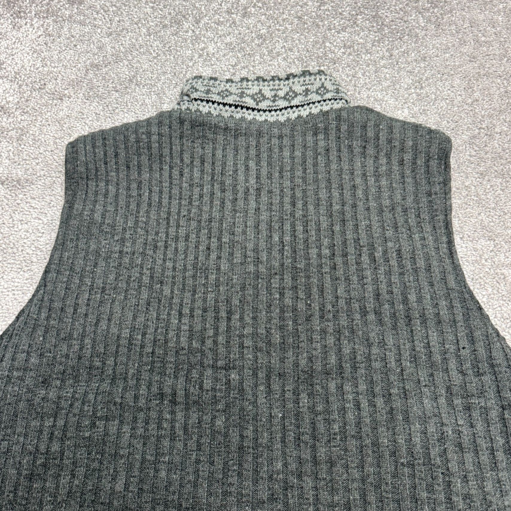 Coldwater Creek Coldwater Creek Vest Full Zip Lined Knitted Wool Gray Womens XL 18 Fair Isle Jacket Size XL / US 12-14 / IT 48-50 - 5 Thumbnail