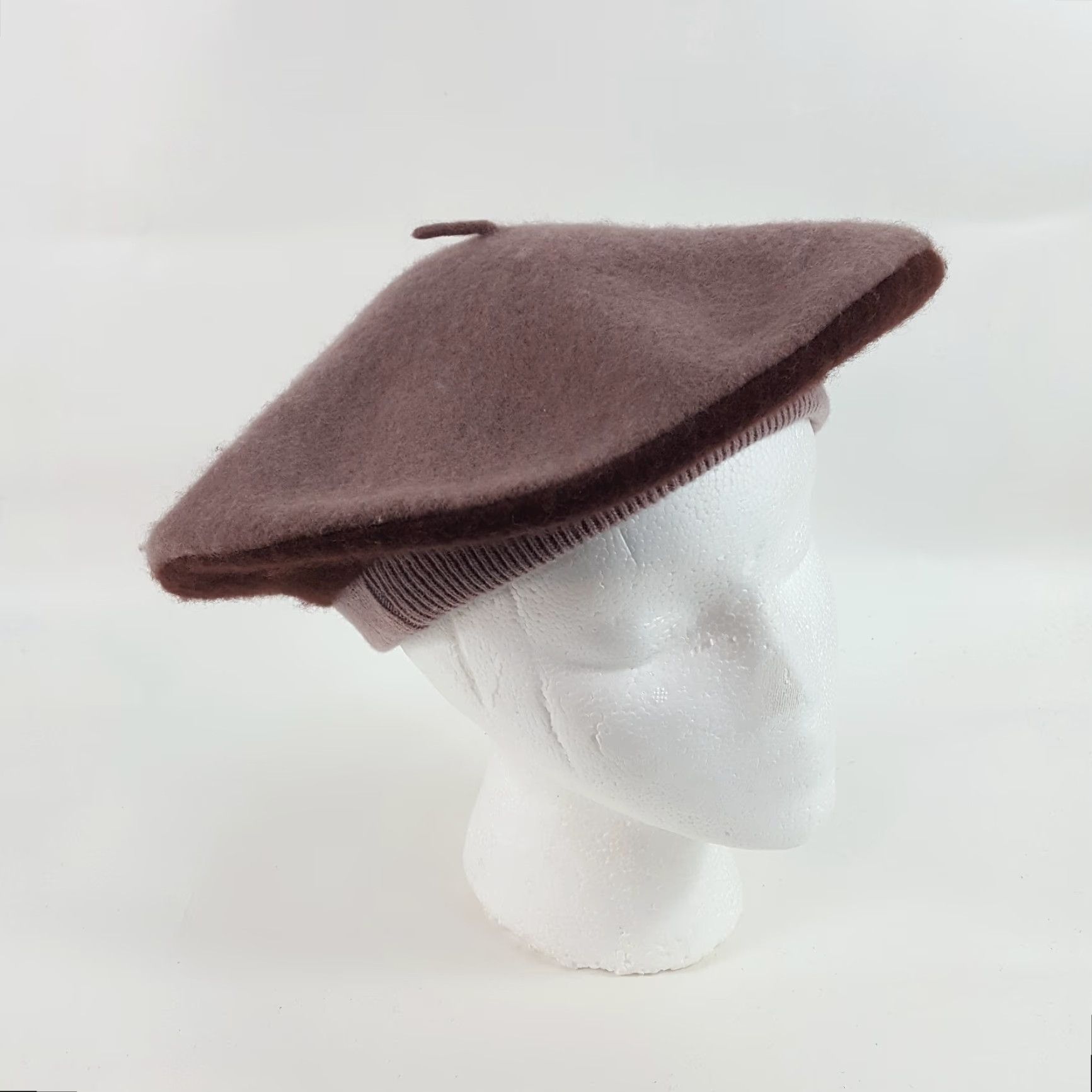 FELT VINTAGE Beige Felt Wool French Beret Winter Wool Hat Womens One Size Brown 80s 90s Boho Retro French Beret Mens Womens Girls Boys Size ONE SIZE - 2 Thumbnail