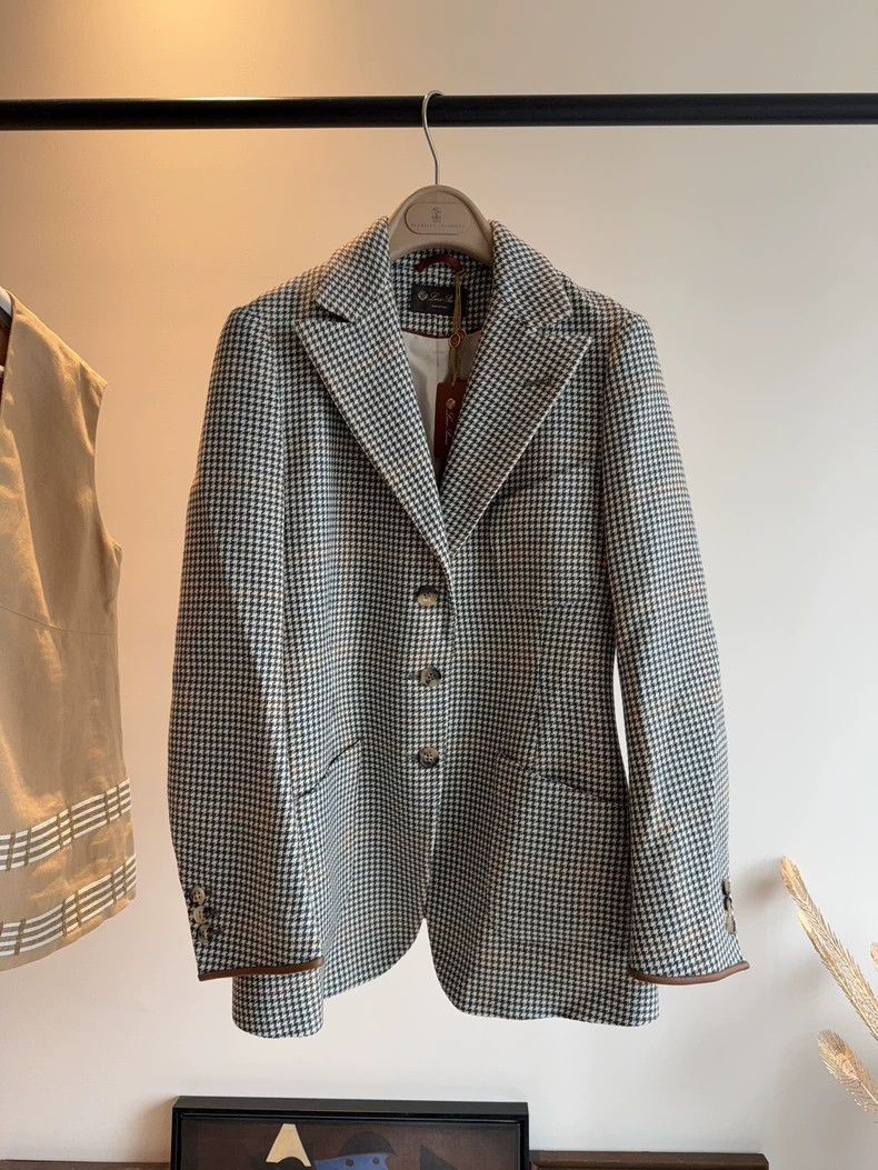 Loro Piana Loro Piana Houndstooth Wool Blazer Size US L / EU 52-54 / 3 - 1 Thumbnail