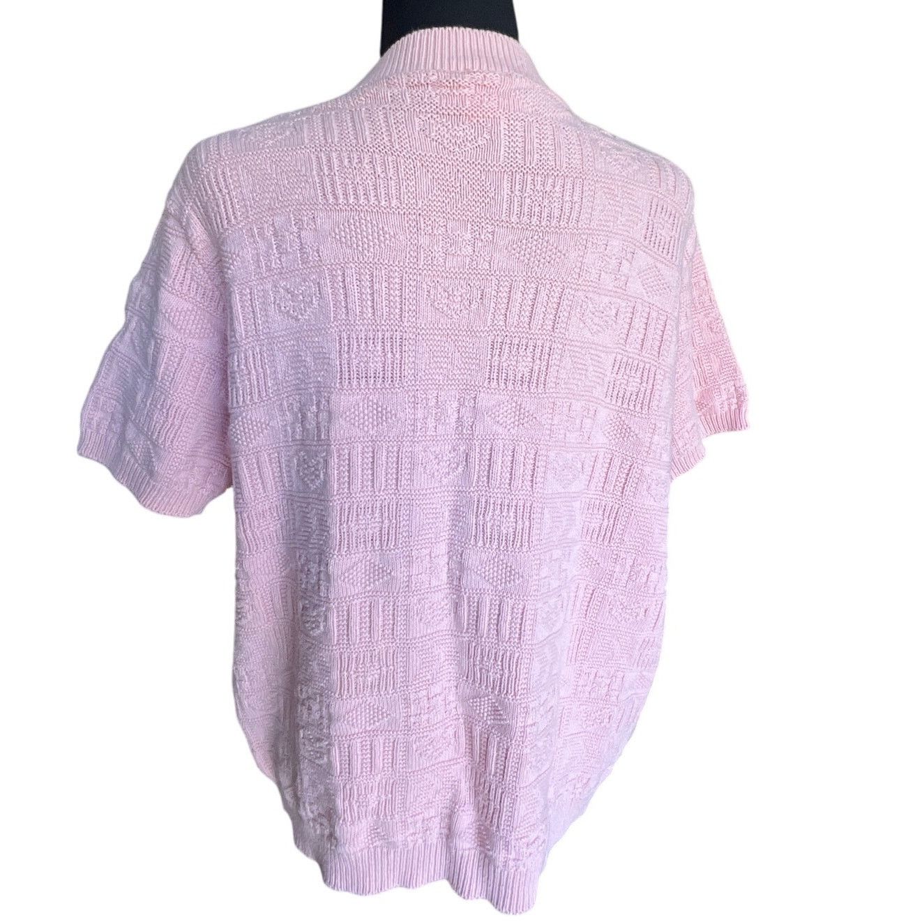 Croft & Barrow Croft & Barrow Pink short sleeve heart knit sweater XL Size XL / US 12-14 / IT 48-50 - 2 Thumbnail