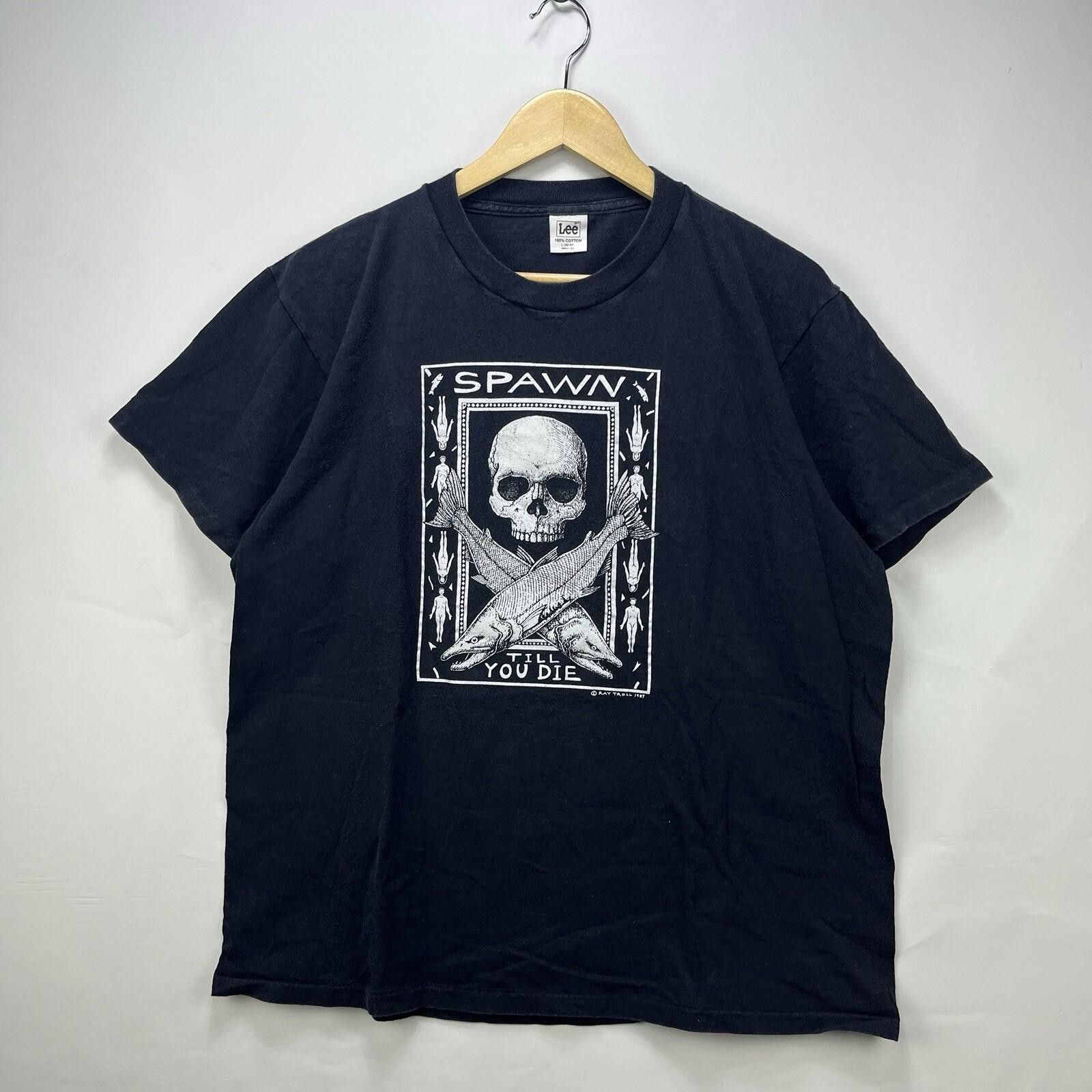 Domenico Spano Vintage 1987 Spawn Till You Die Ray Black Skull Tee T Shirt Size US L / EU 52-54 / 3 - 1 Thumbnail