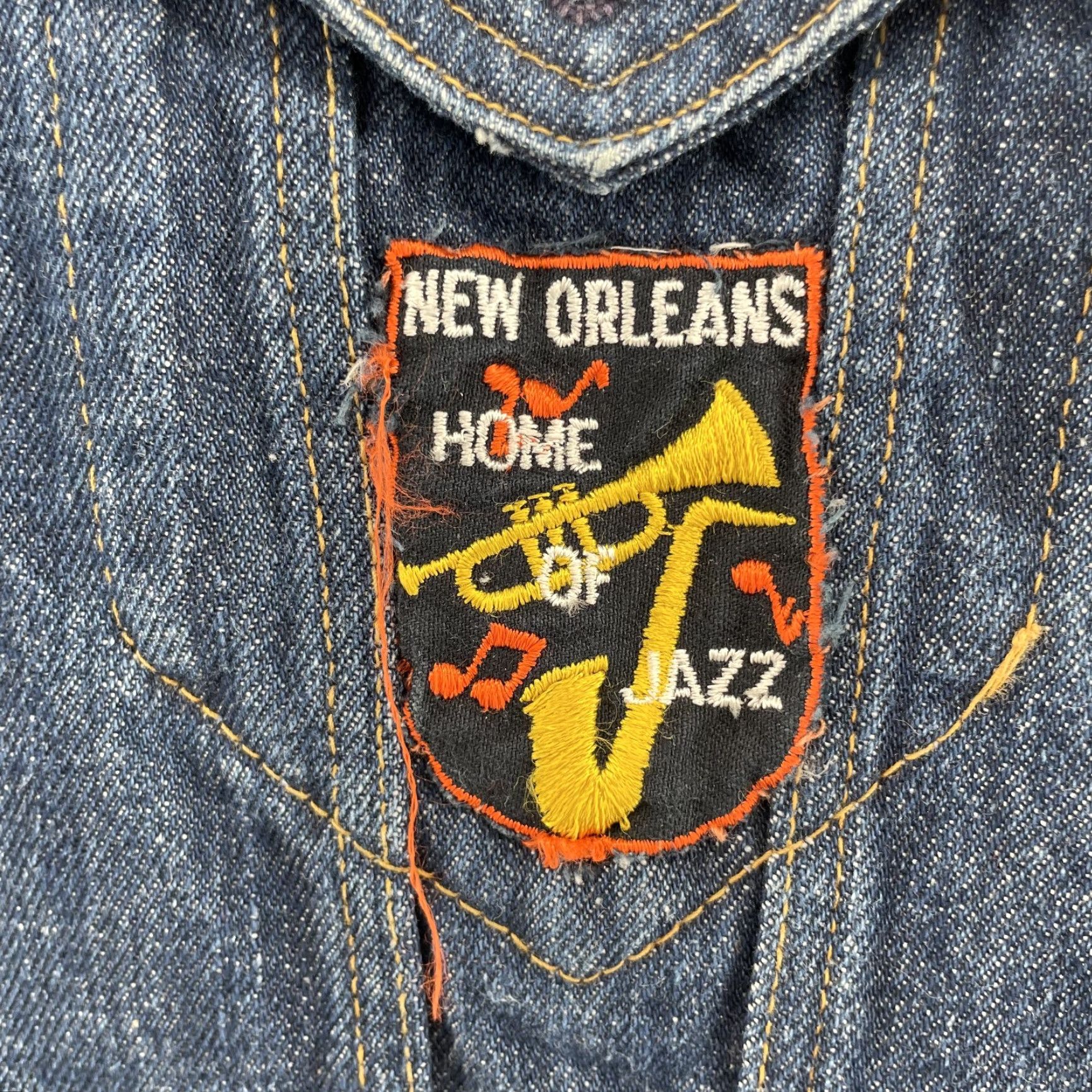 Denime VINTAGE Mr. Leggs Jean Jacket Men Medium Jazz Denim Western New Orleans 70s Work Jacket Mens Size US 31 - 3 Thumbnail