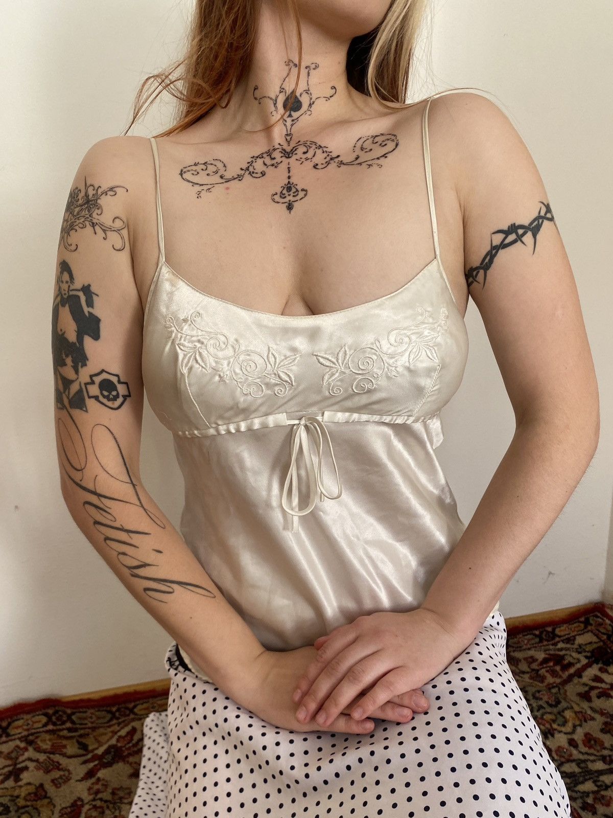 Vintage Vintage satin creamy white top Size S / US 4 / IT 40 - 1 Thumbnail