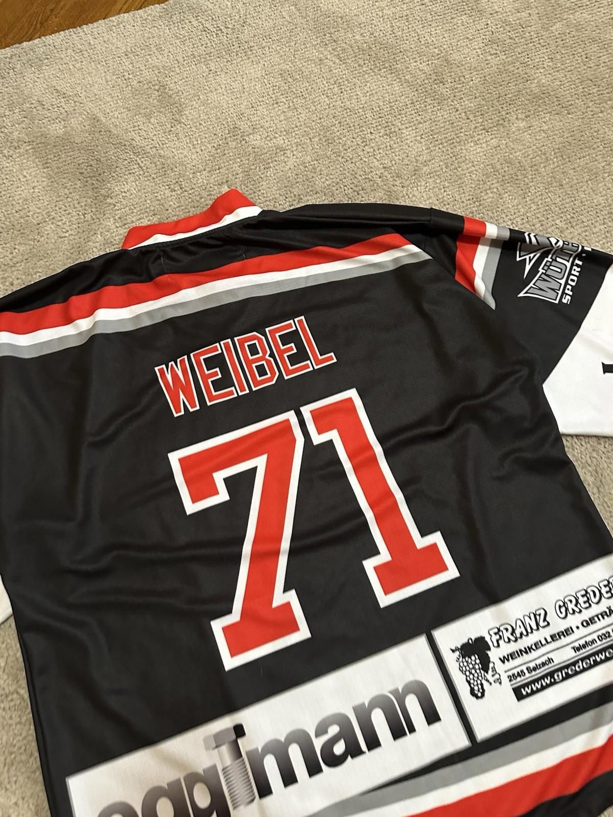 Designer Hockey Jersey 53 SHC Bettlach Trikot Shirt #71 WEIBEL Jersey Size US XL / EU 56 / 4 - 10 Thumbnail