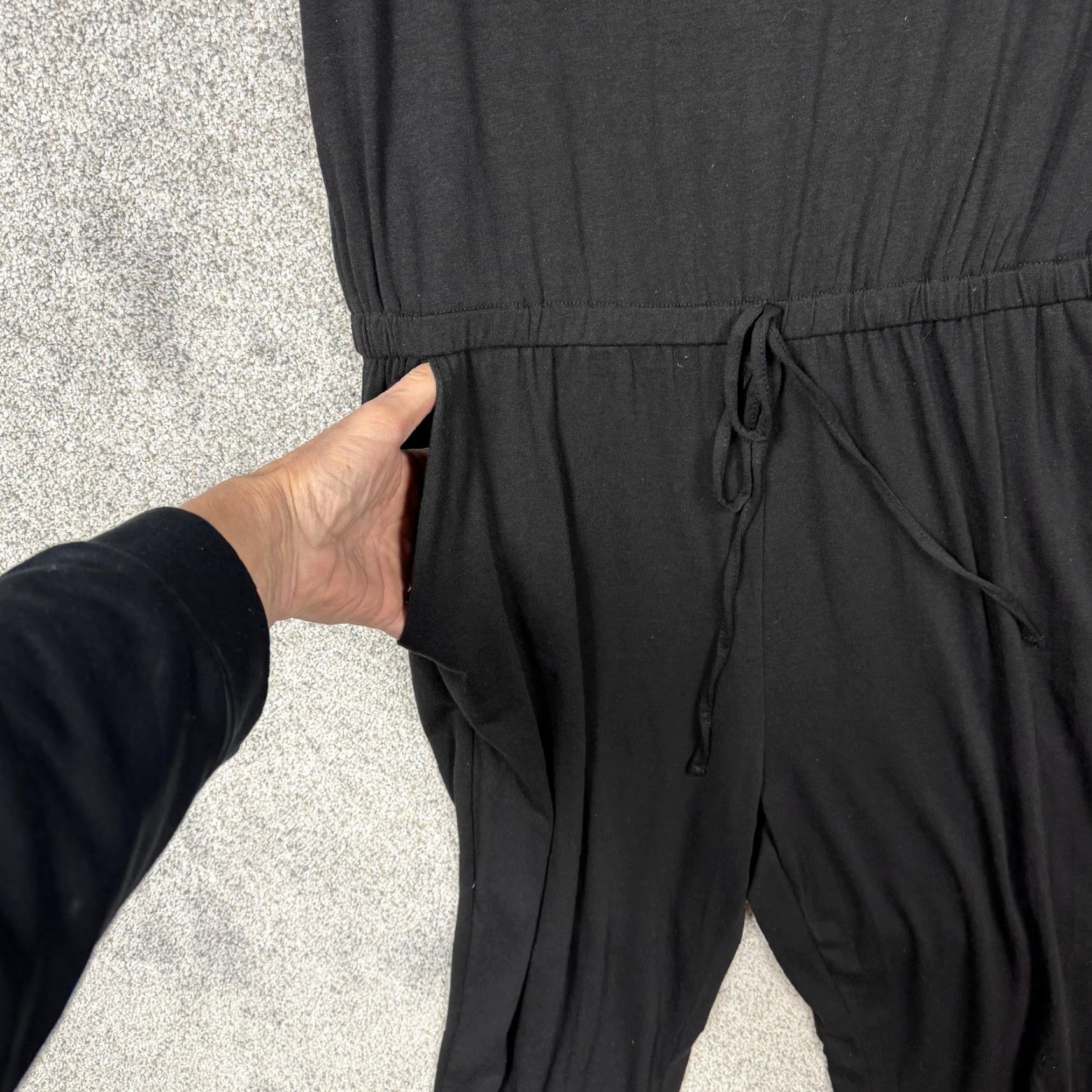Vintage Pretty Garden Jumpsuit Black Womens XL Drawstring Minimalist Athleisure Normcore Size XL / US 12-14 / IT 48-50 - 6 Thumbnail