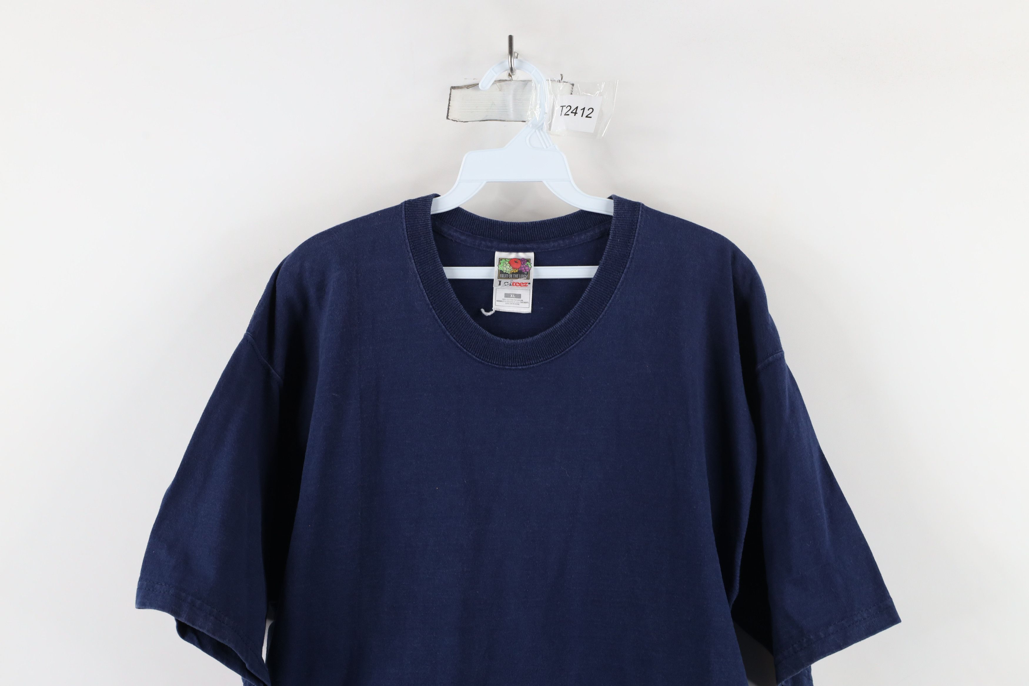 Vintage Vintage 90s Streetwear Heavyweight Cotton T-Shirt Navy Blue Size US XL / EU 56 / 4 - 2 Thumbnail