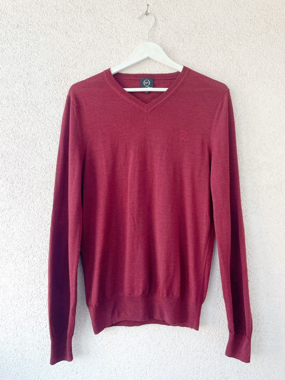 Alexander McQueen Men's Wool v-neck Sweater Alexander McQueen Size L Burgundy Size US L / EU 52-54 / 3 - 1 Thumbnail