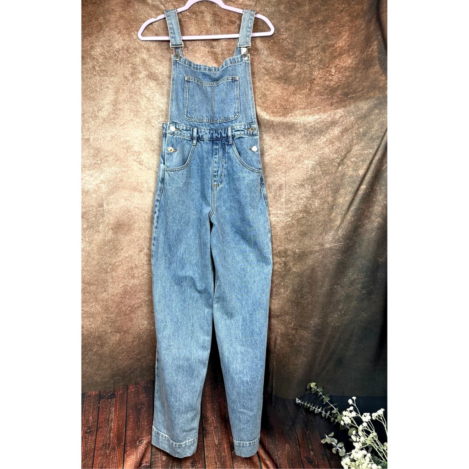 WeWoreWhat Jumper Wide Leg Denim We Wore What Bib Overalls size 26 Size 26" / US 2 / IT 38 - 5 Thumbnail