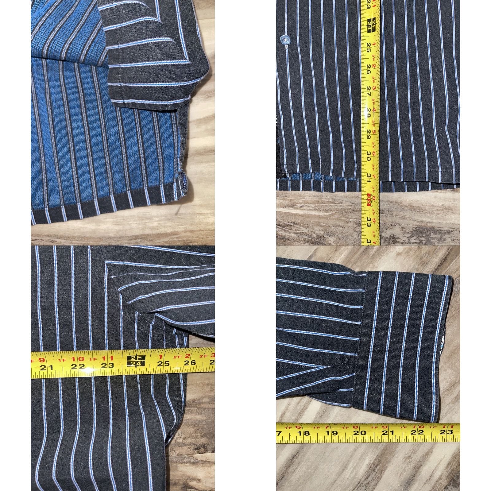 Luchiano Visconti VINTAGE Luchiano Visconti Dress Shirt Men’s XL Blue Striped French Cuff Cotton Shirt Size 46R - 9 Thumbnail
