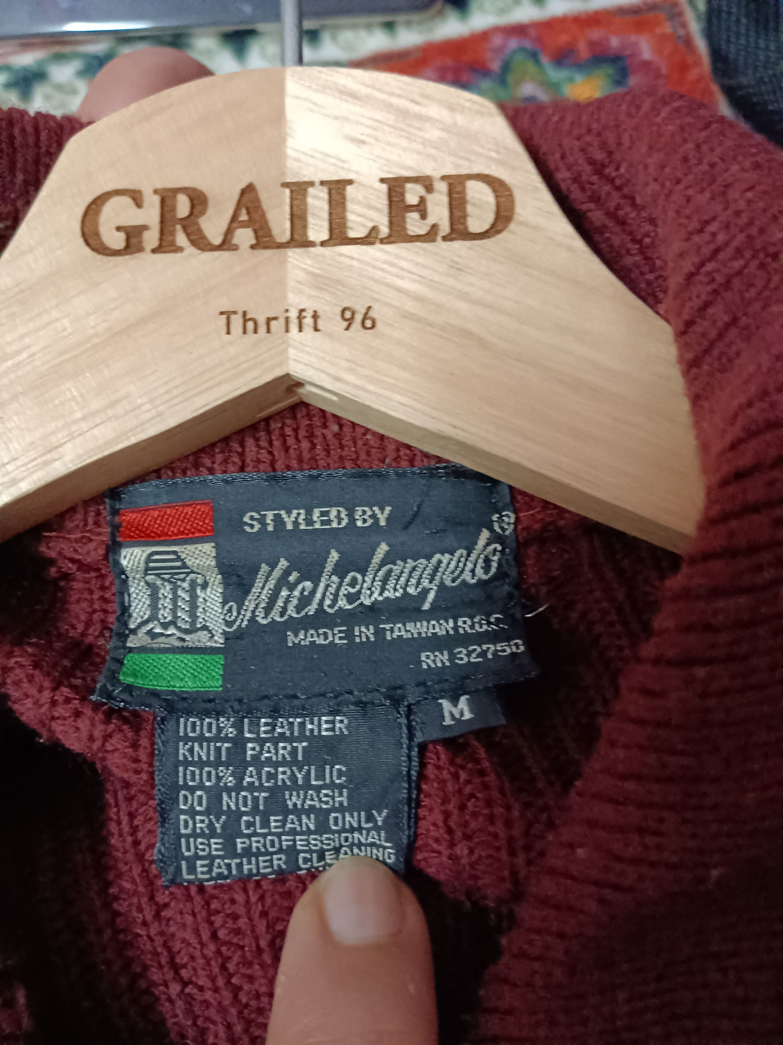 If Six Was Nine × Japanese Brand 🔥 VINTAGE MICHEL ANGELO 🔥 LEATHER KNIT WEAR 🔥 Size US M / EU 48-50 / 2 - 6 Thumbnail