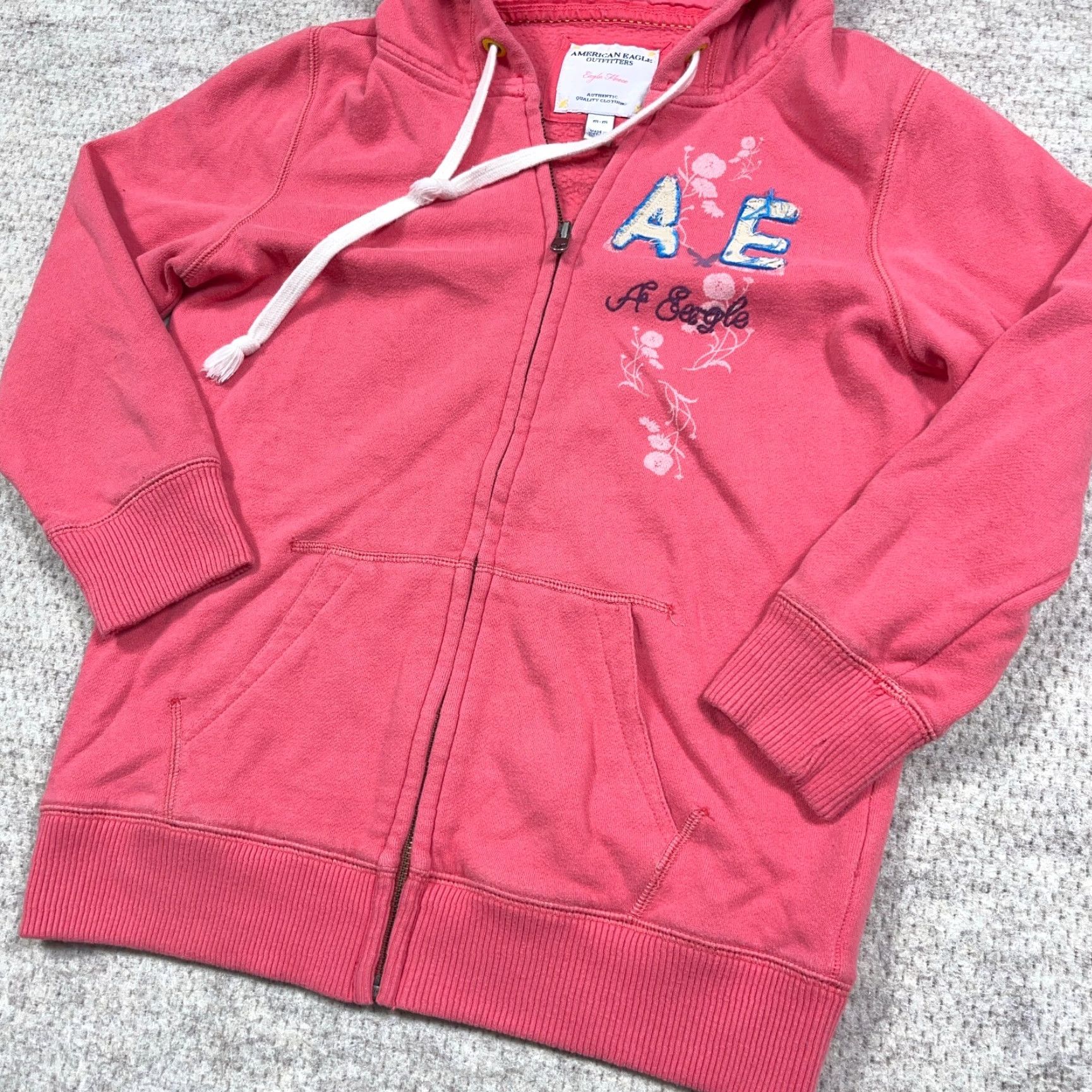 American Eagle Outfitters Vintage American Eagle Hoodie Women Medium Pink Full Zip Jacket 3/4 Sleeve Size M / US 6-8 / IT 42-44 - 5 Thumbnail