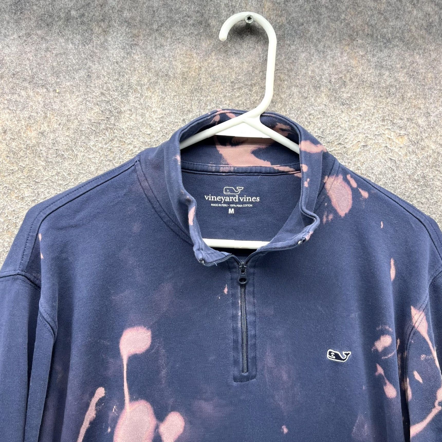 Vineyard Vines Vineyard Vines Quarter Zip Sweatshirt Mens M Navy Bleach Dye Pullover Size US M / EU 48-50 / 2 - 7 Thumbnail