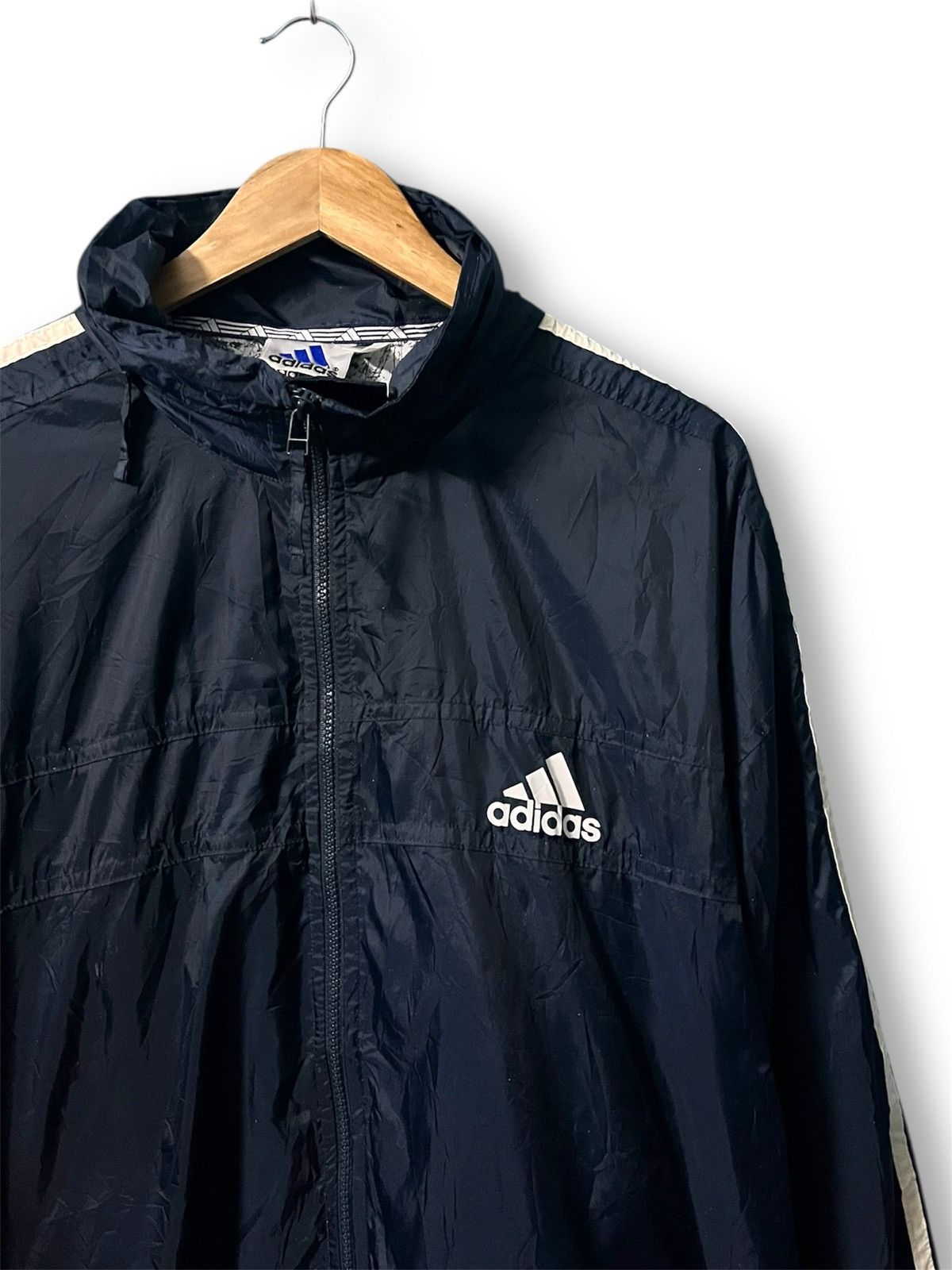 Adidas 90s Adidas Nylon Drill Windbreaker Jacket Navy Blue Active Size US M / EU 48-50 / 2 - 4 Thumbnail