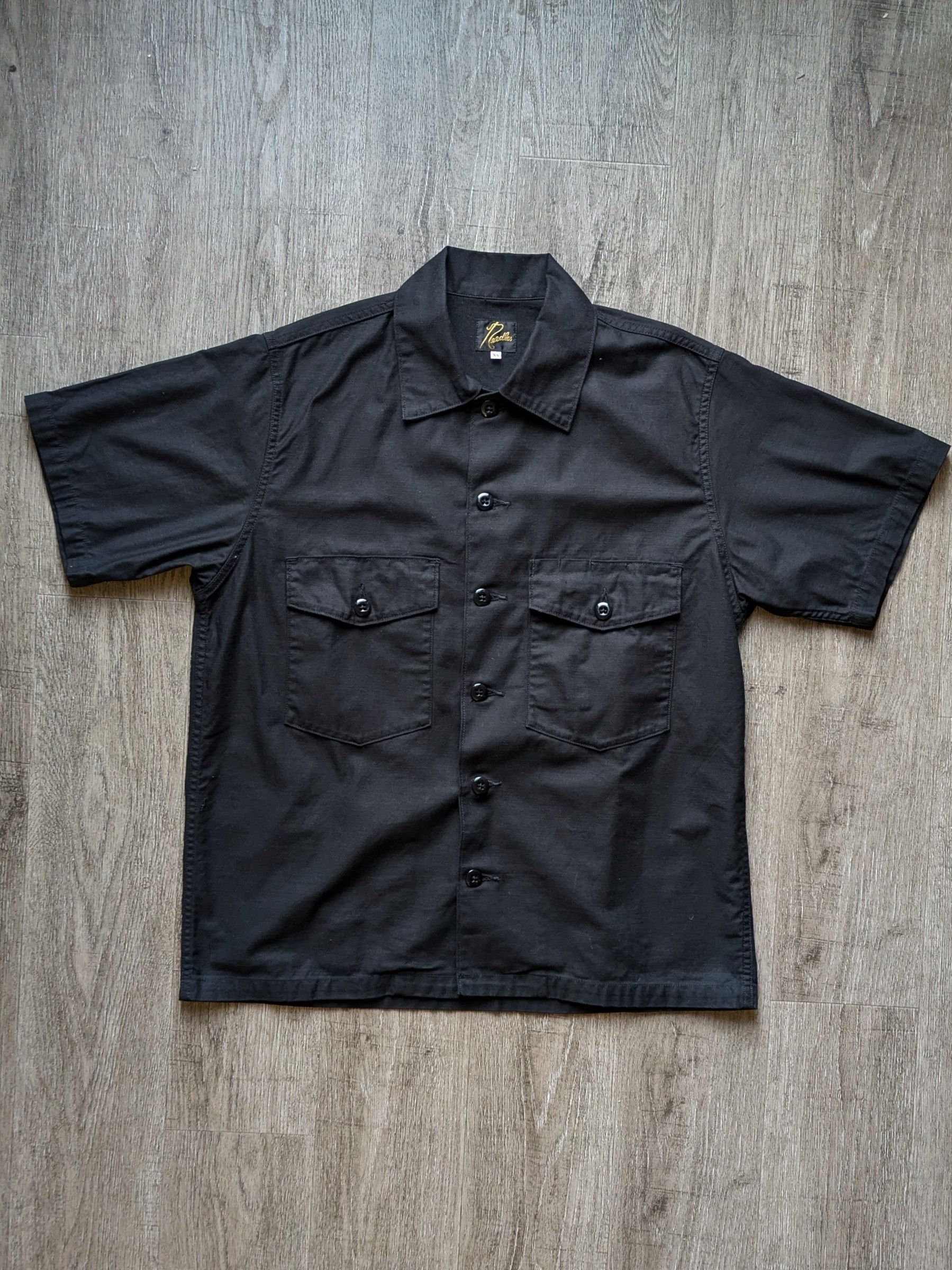 NEEDLES｜SHORT-SLEEVED SHIRTS (S/S Fatigue Shirt - Black Needles Back Sateen S/S Fatigue Shirt - Black | Garmentory