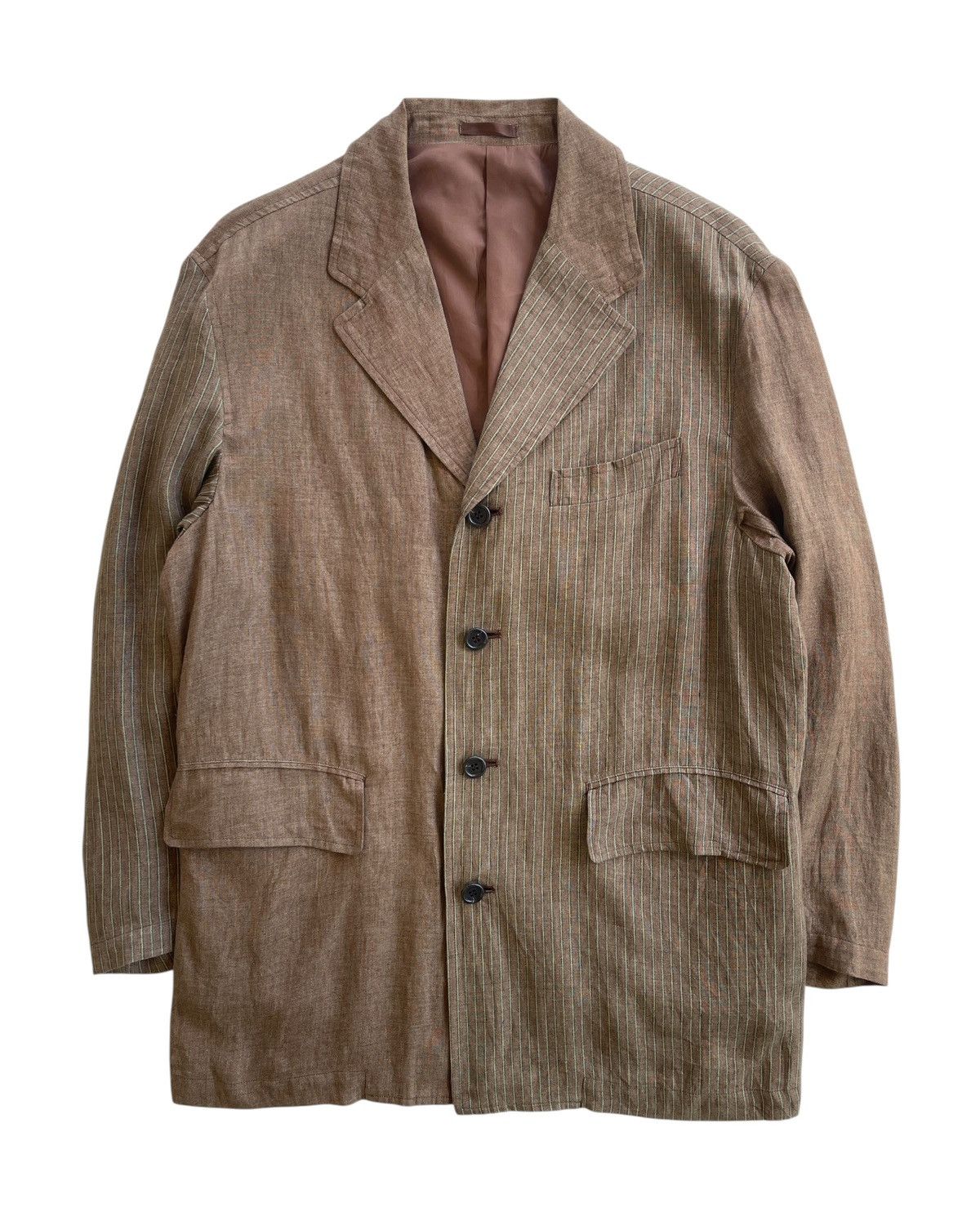 Christian Dior Monsieur Christian Dior Linen Hybrid Stripe Coat Size US M / EU 48-50 / 2 - 1 Thumbnail