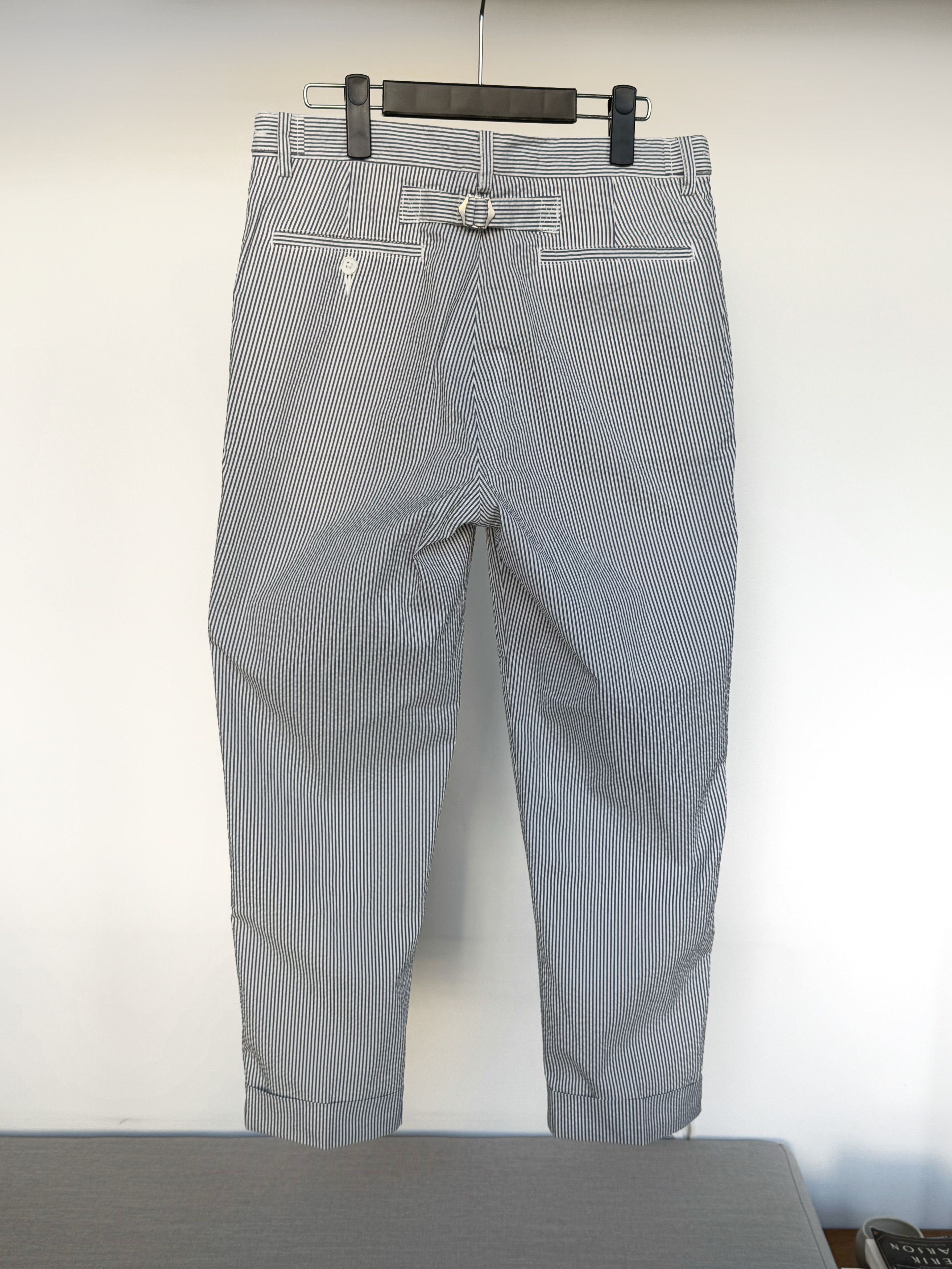 Beams Plus Cropped Striped Seersucker Trousers Size US 32 / EU 48 - 2 Thumbnail