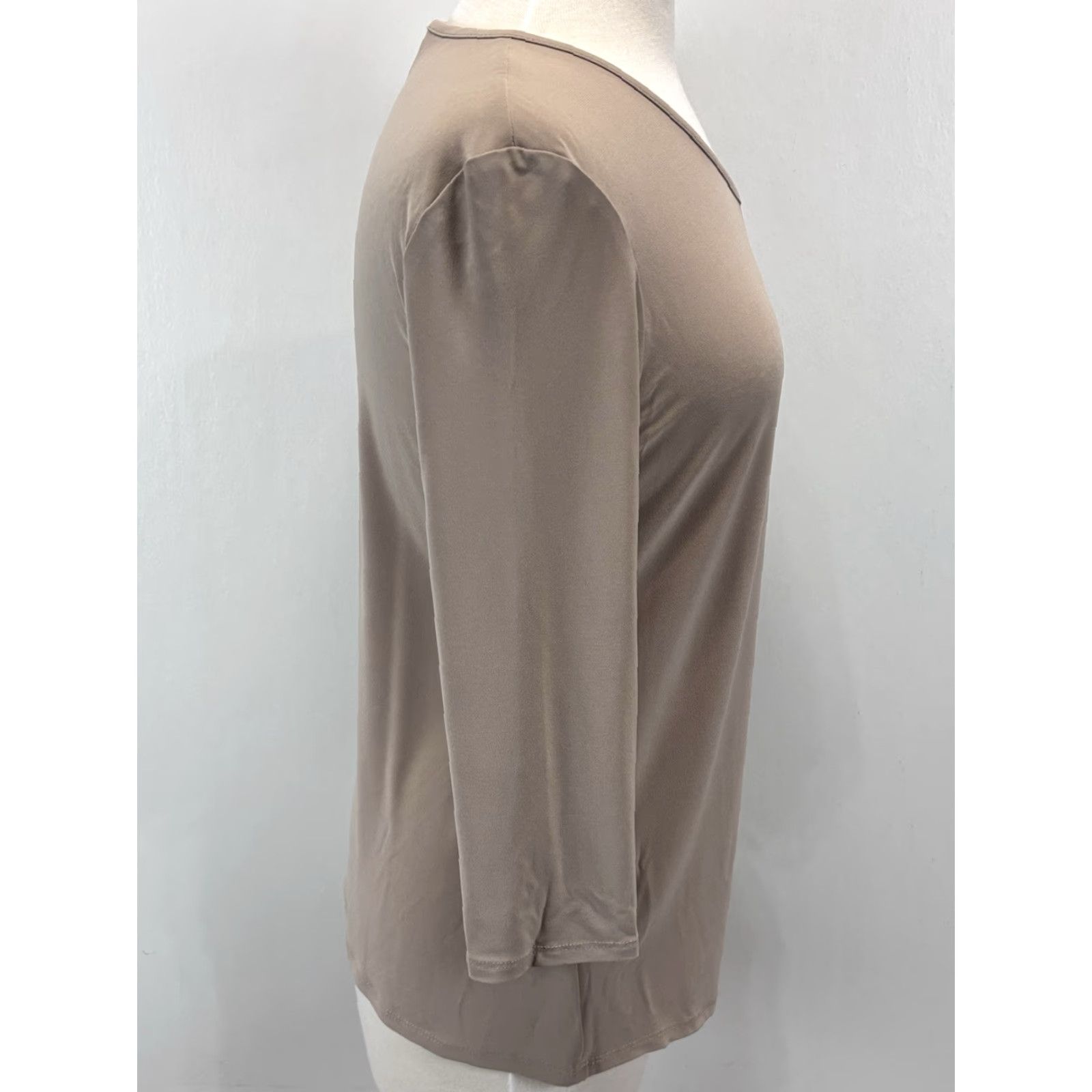 Joseph Ribkoff Joseph Ribkoff Blouse Women's Size 8 Tan Brown 3/4 Sleeve V-Neck Stretch Twist Front Classic Womens Size M / US 6-8 / IT 42-44 - 4 Thumbnail