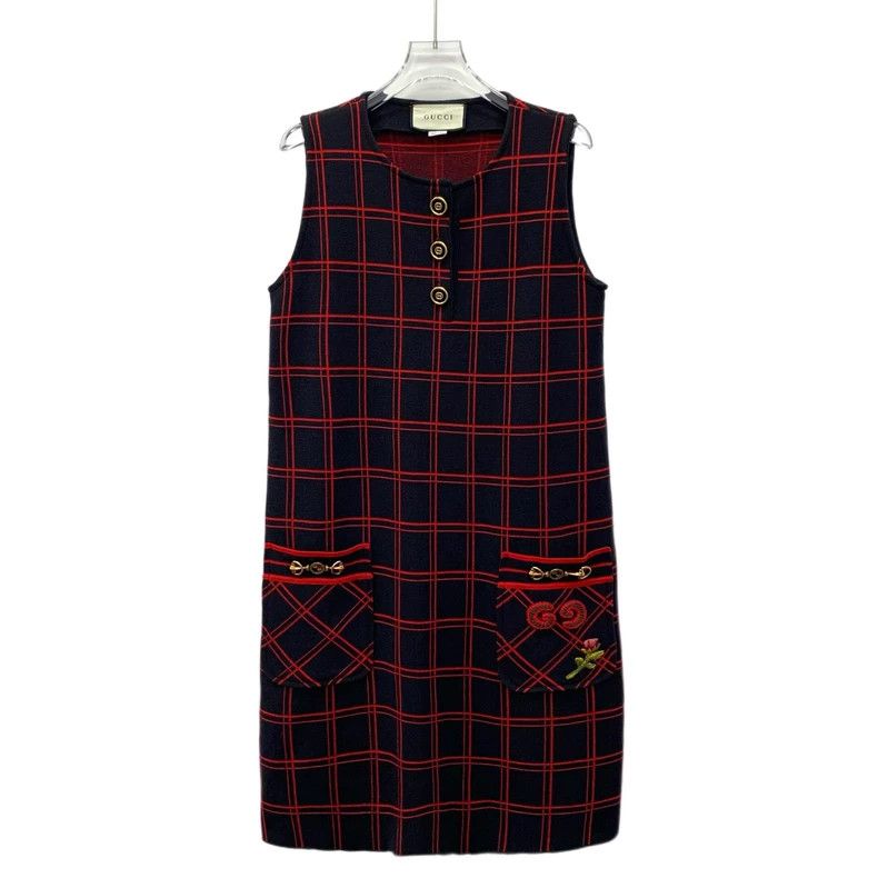 Gucci Gucci Color-blocked pocket horse buckle plaid wool round n Size S / US 4 / IT 40 - 1 Thumbnail