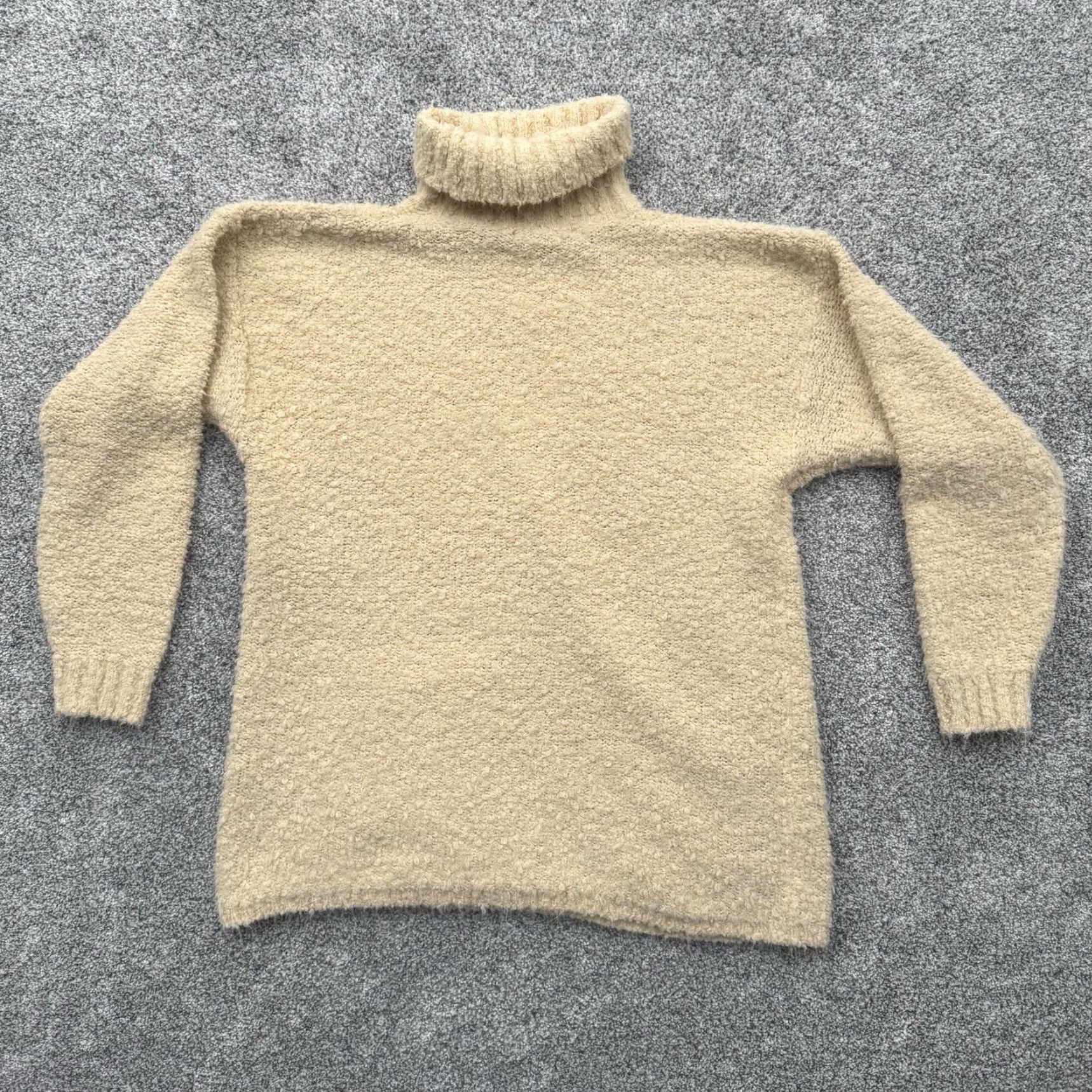 Vintage VINTAGE Cream 90s AM Sport Sweater Womens Medium Turtleneck Pockets Knit Pullover Warm Beige Size M / US 6-8 / IT 42-44 - 8 Thumbnail