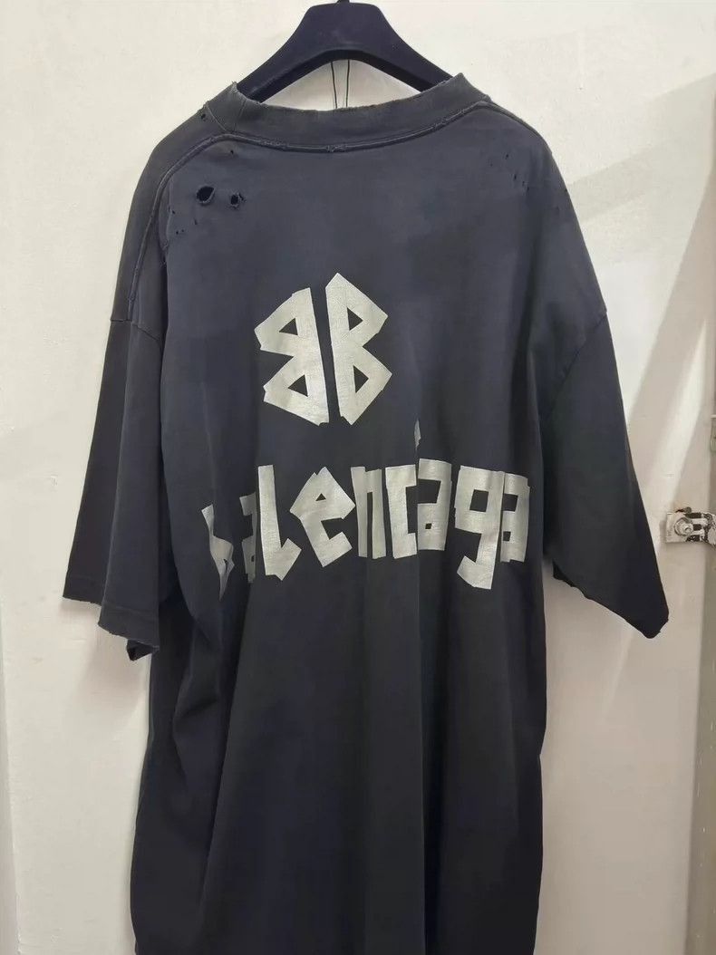 Balenciaga Balenciaga Black Silver Logo Short Sleeve TShirt-2506 Size US XL / EU 56 / 4 - 2 Thumbnail