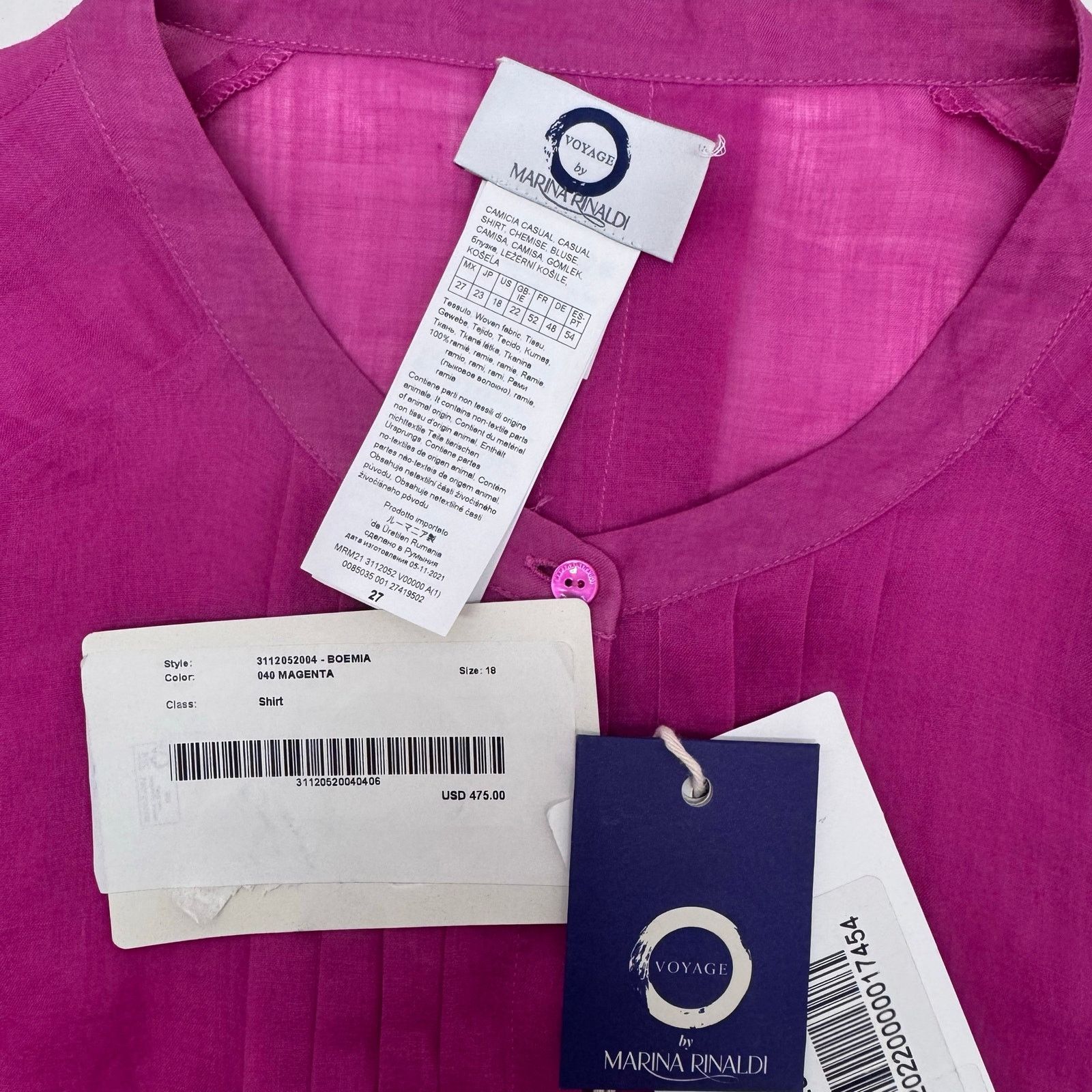Marina Rinaldi Marina Rinaldi BOEMIA Ramie Long Sleeve Top Pink Magenta 18 Size XXL / US 16-18 / IT 52-54 - 8 Thumbnail