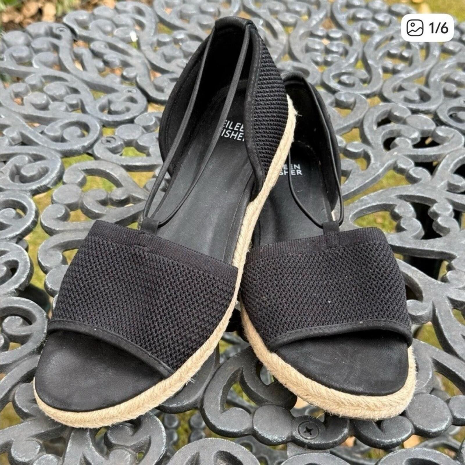 Eileen Fisher Eileen Fisher Mews Espadrille Sandals Black V-Strap 8.5 Size US 8.5 / IT 38.5 - 1 Preview
