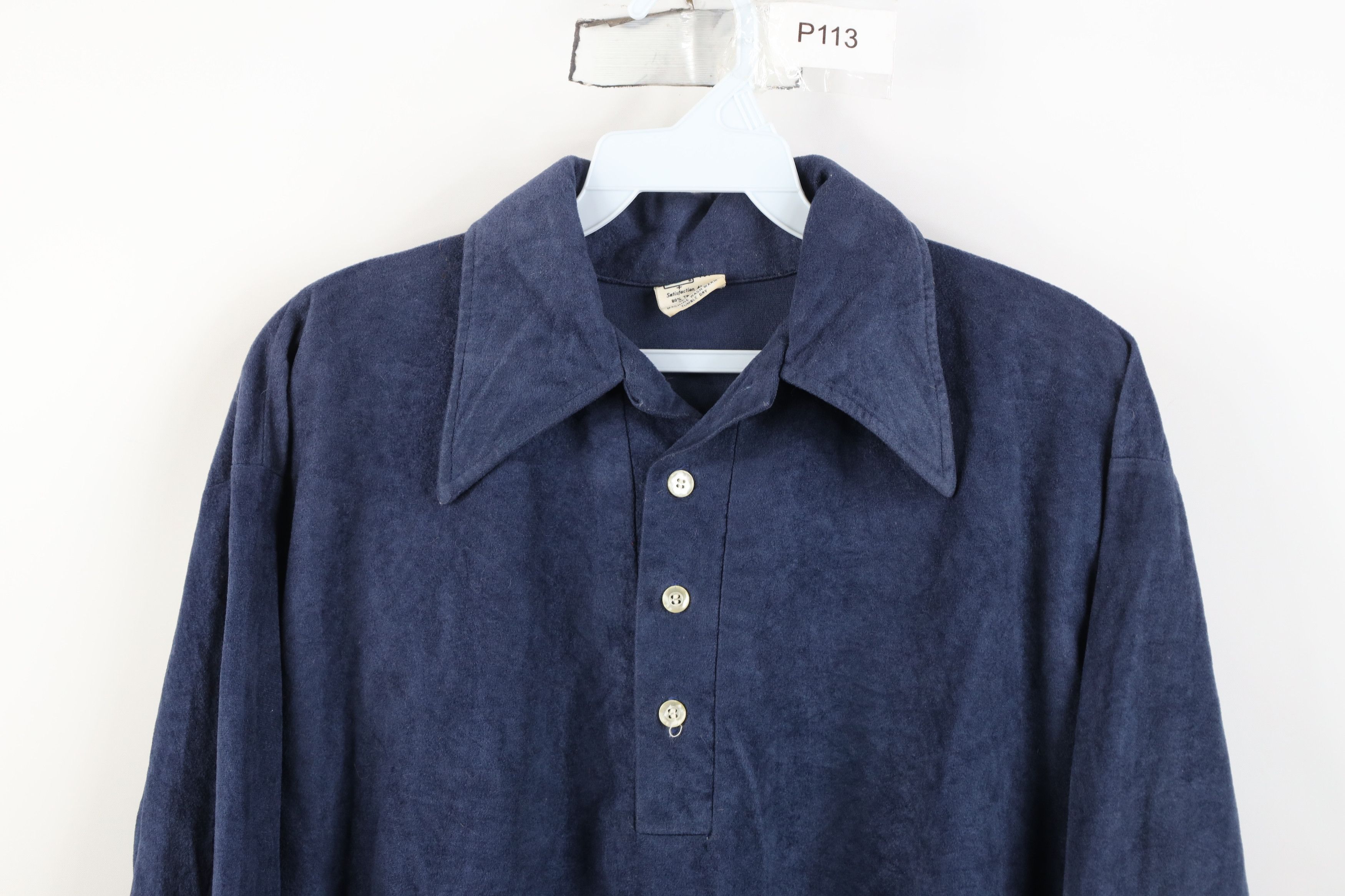 Other Vintage 70s Streetwear Collar Long Sleeve Polo Blue USA Size US M / EU 48-50 / 2 - 2 Thumbnail