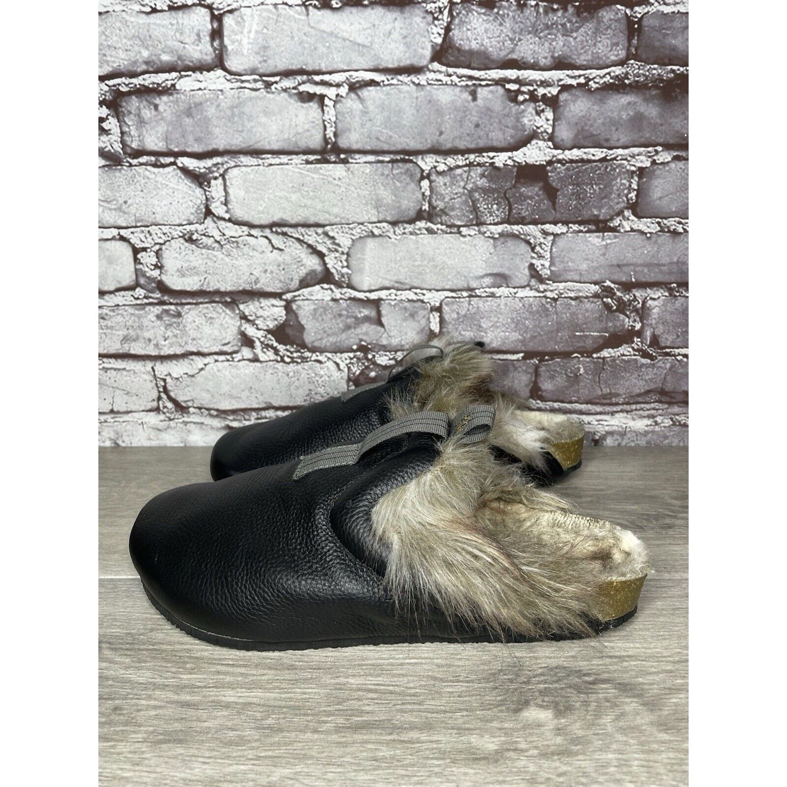 Other BANTHA Vibram Black Leather Sherpa Fur Lined Cork Mules Shoe Size US 10.5 / IT 40.5 - 12 Thumbnail