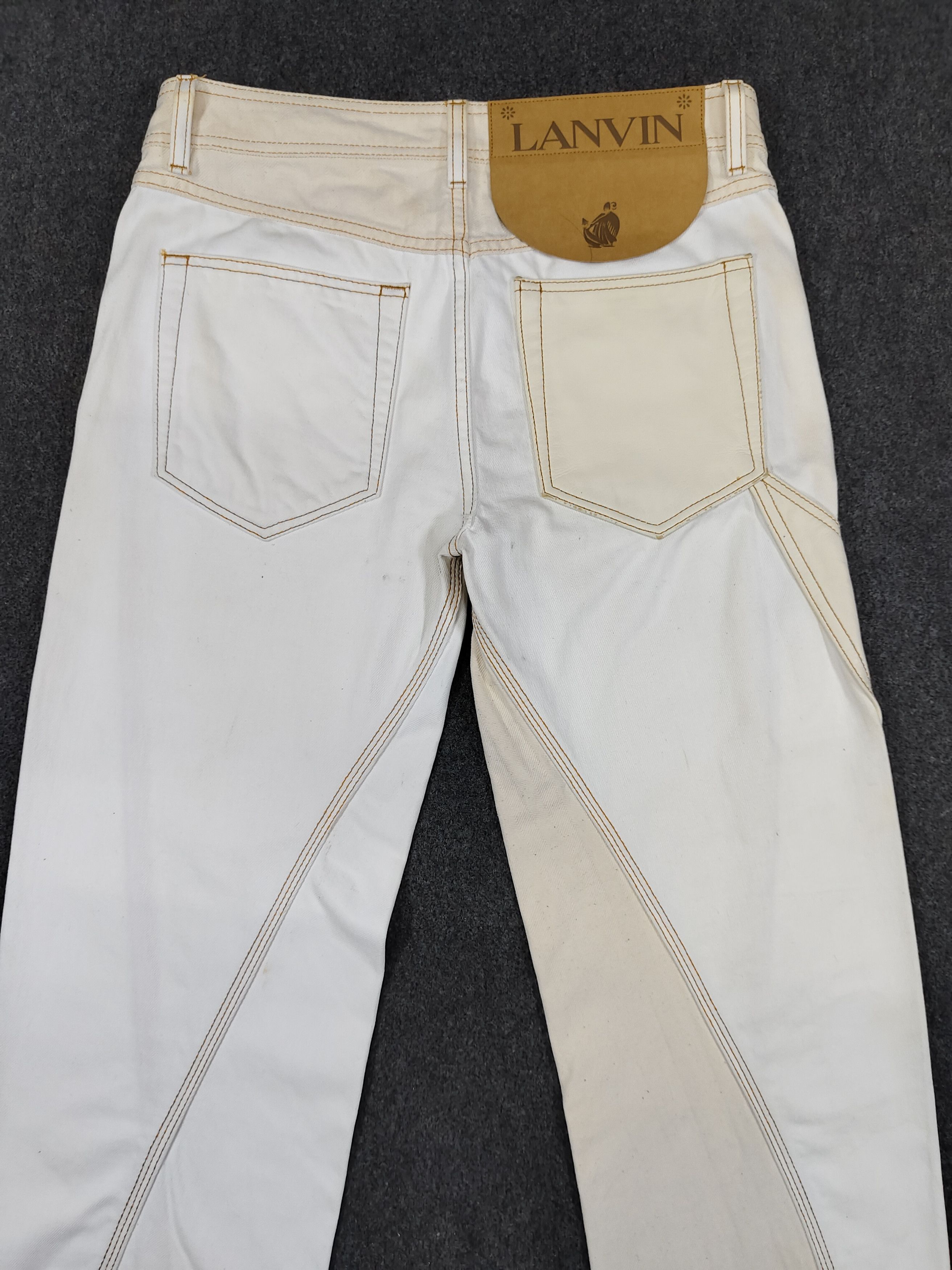 Lanvin LANVIN- Panel Cropped Carpenter Utility Leather Pocket Jeans Size 31" - 2 Thumbnail