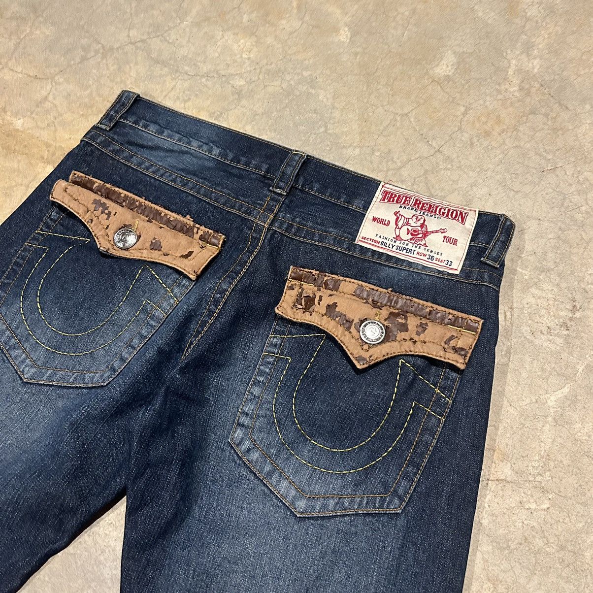 True Religion Crazy Vintage Y2K True Religion Leather Pocket Jeans Cyber Size US 36 / EU 52 - 3 Thumbnail