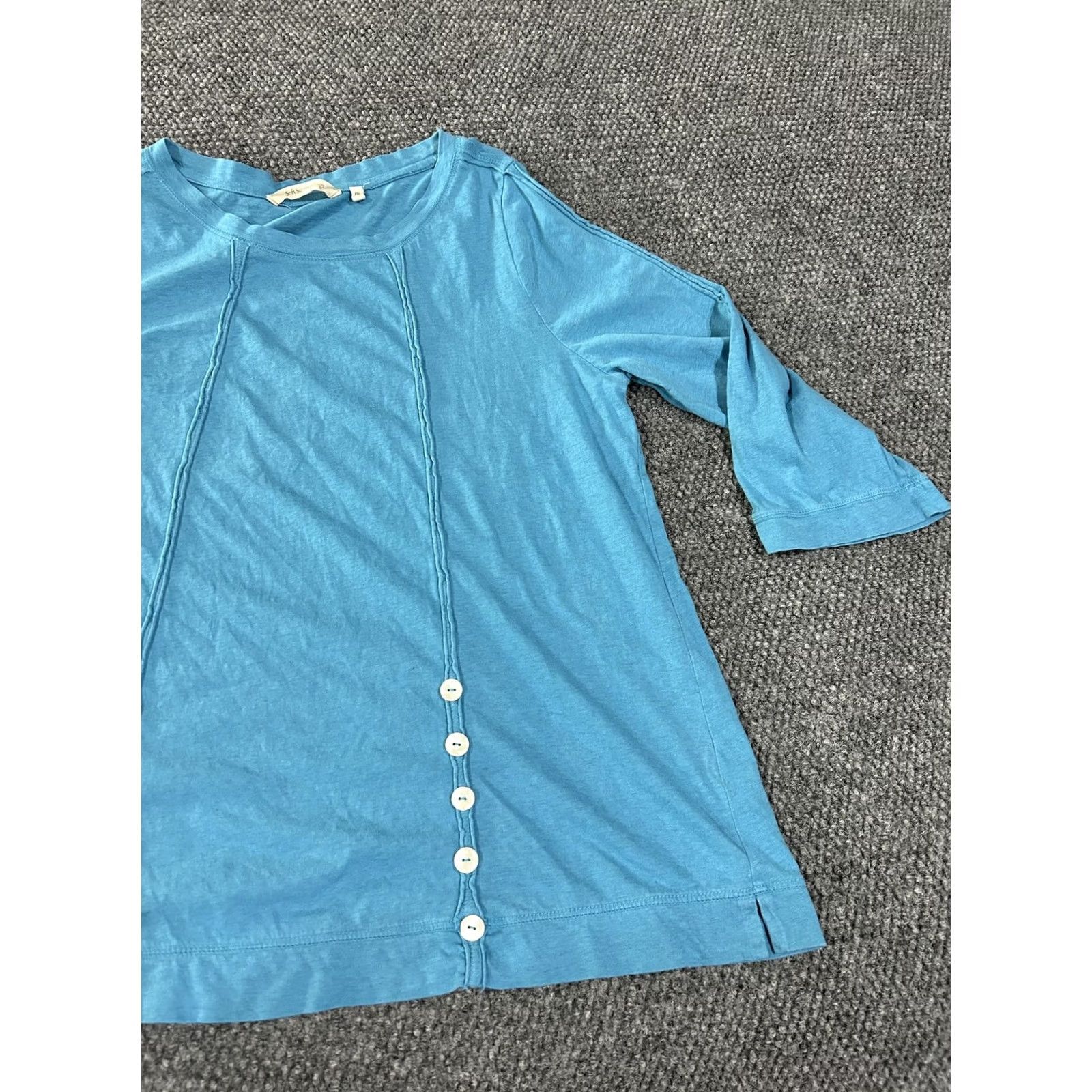 Soft Surroundings Soft Surroundings Shirt Womens PXL Blue 3/4 Sleeve Button Tunic Cotton Top Size XL / US 12-14 / IT 48-50 - 3 Thumbnail