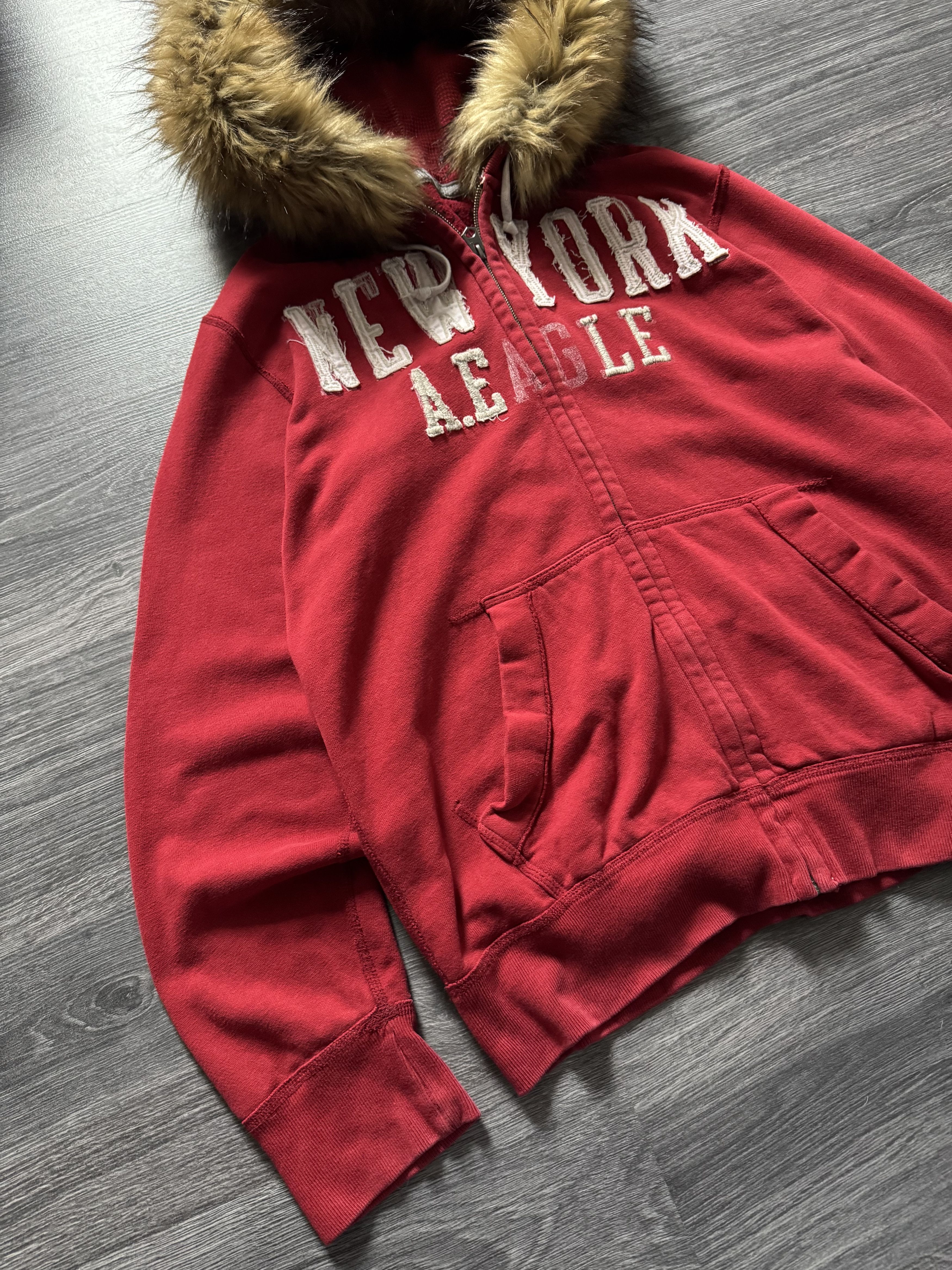 Crazy Y2K American Eagle LGB Style Faux Fur Hoodie